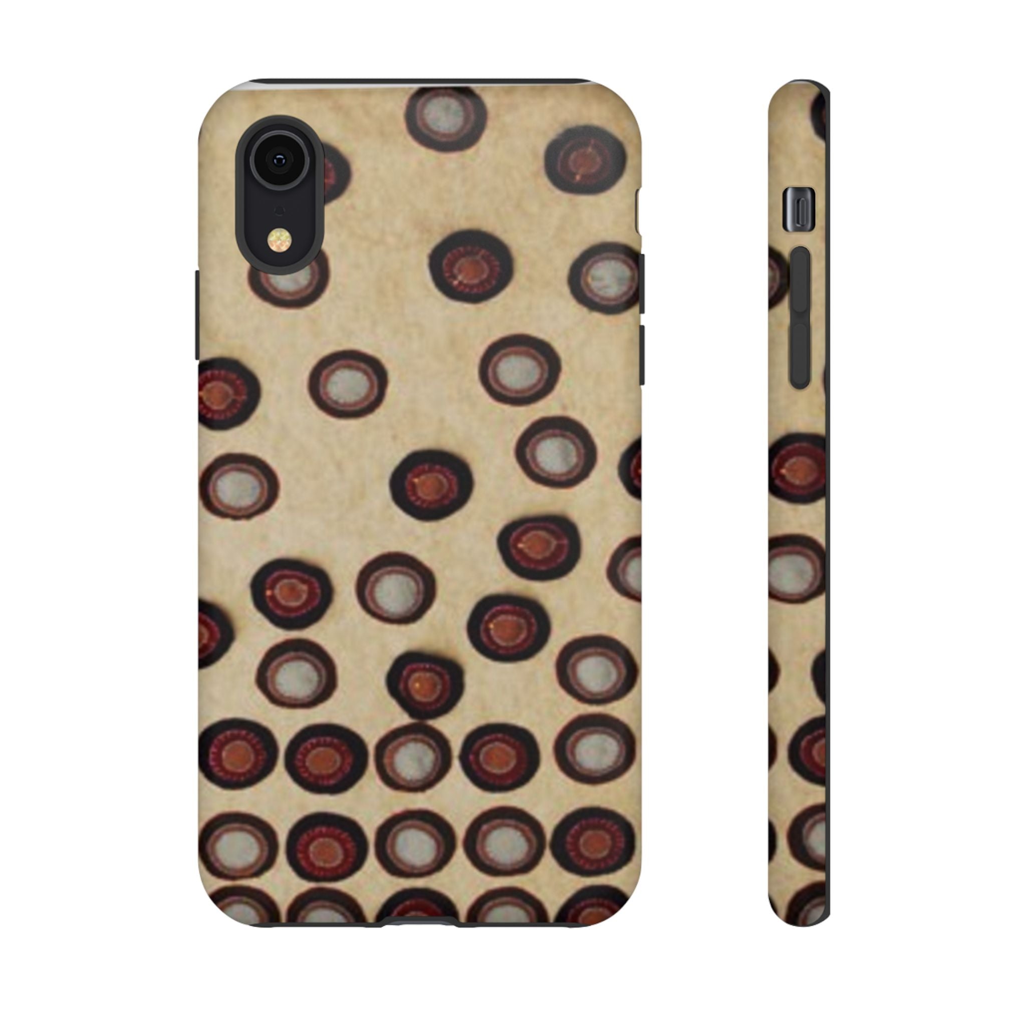 Penny Rug - Retro Dot Pattern Phone Case — Vintage Beige Circles Protective Cover