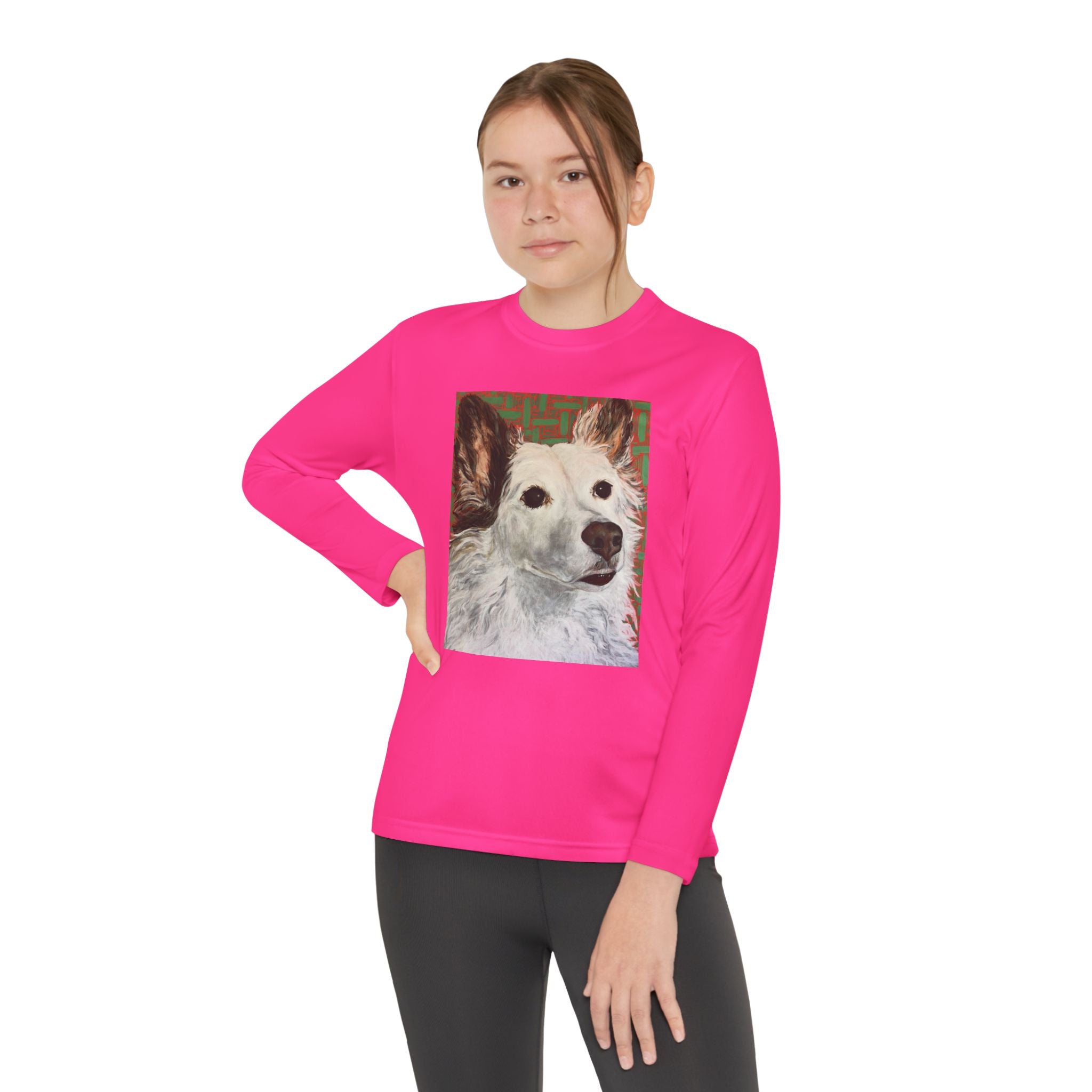 White Dog Portrait - Youth Long Sleeve Tee — White Dog Portrait Kids Shirt