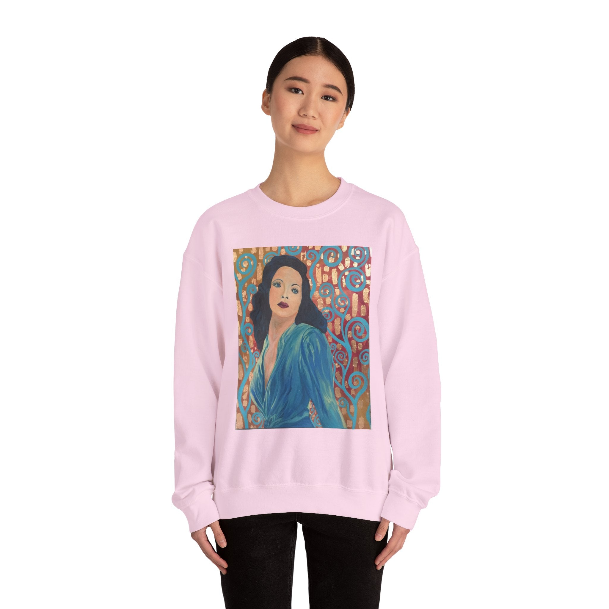 Gene Tierney Portrait Adult Sweatshirt — Painted Pop-Art Vintage Actress Crewneck