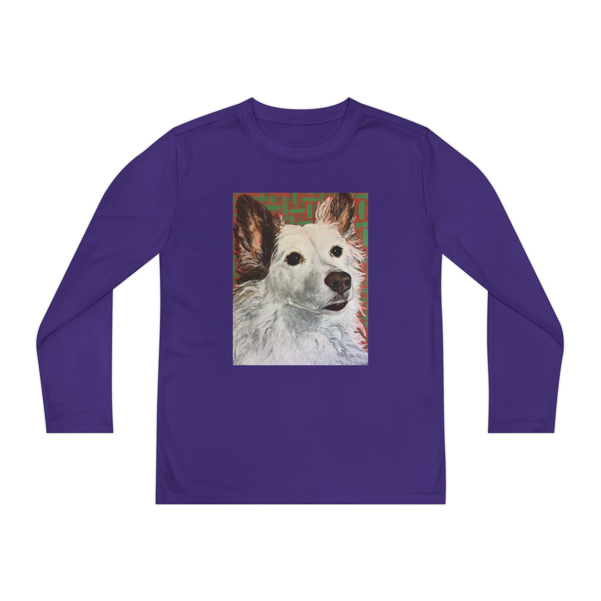 White Dog Portrait - Youth Long Sleeve Tee — White Dog Portrait Kids Shirt