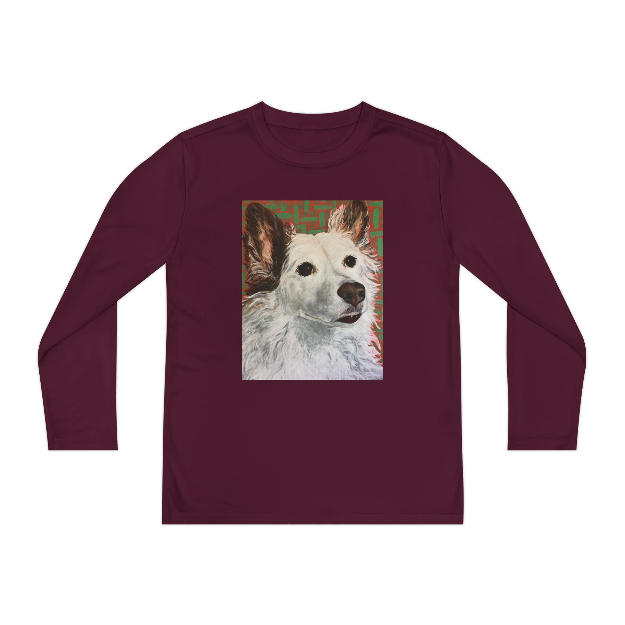 White Dog Portrait - Youth Long Sleeve Tee — White Dog Portrait Kids Shirt