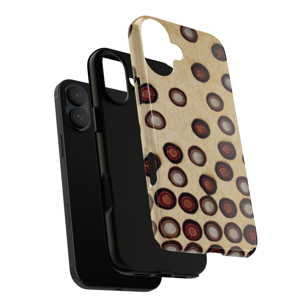Penny Rug - Retro Dot Pattern Phone Case — Vintage Beige Circles Protective Cover