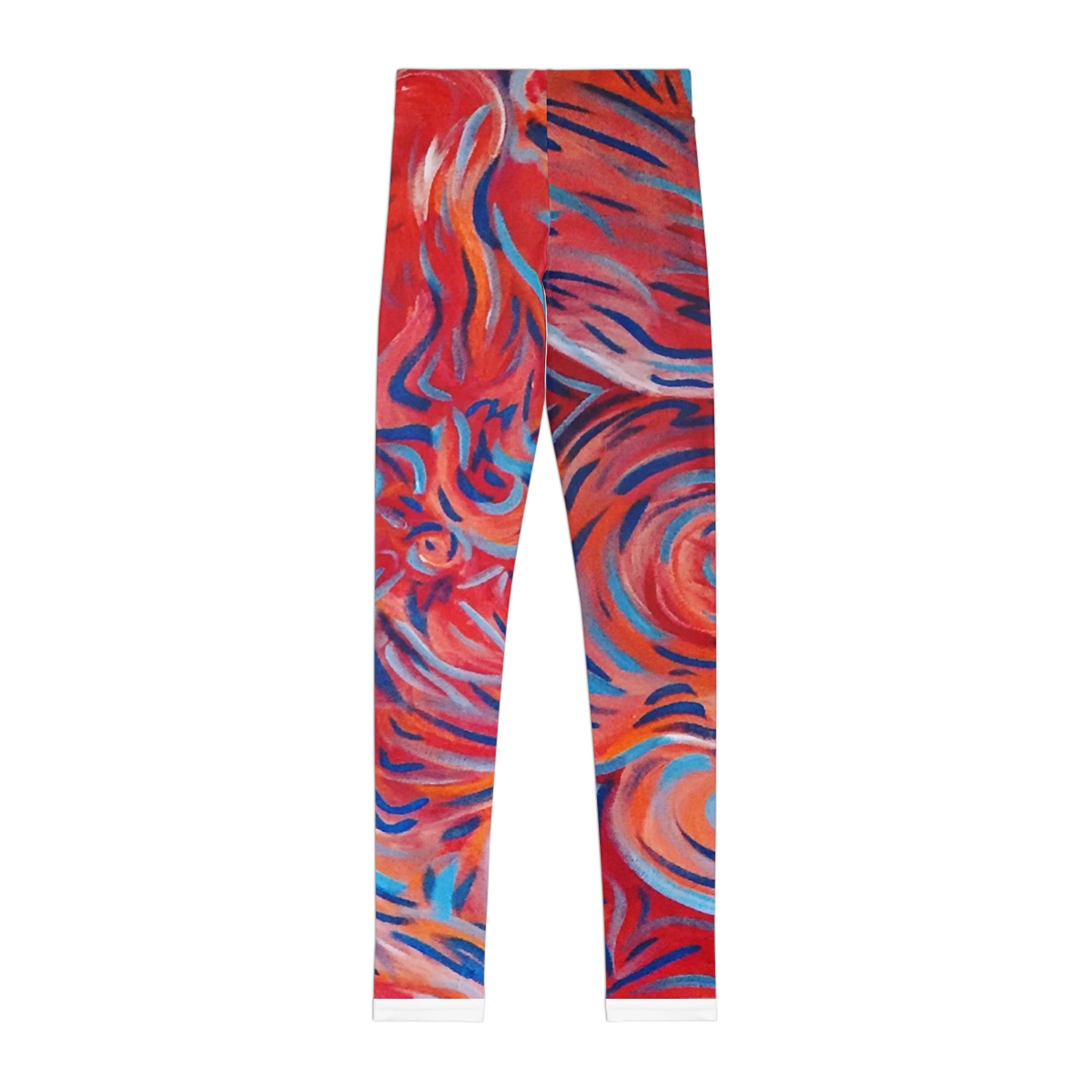 Abstract Flame Swirl - Youth Abstract Swirl Leggings — Colorful All-Over-Print Kids Activewear