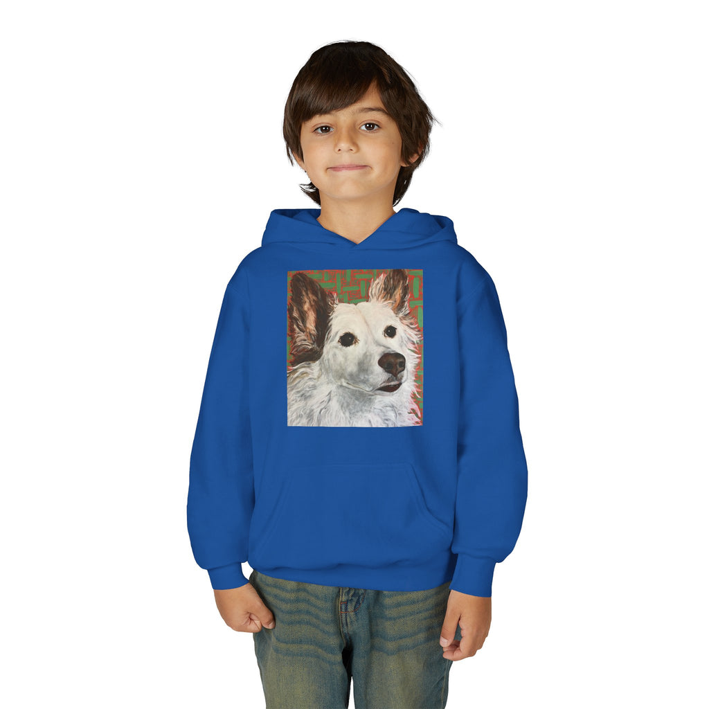 White Dog Portrait Hoodie —  Pullover for Kids