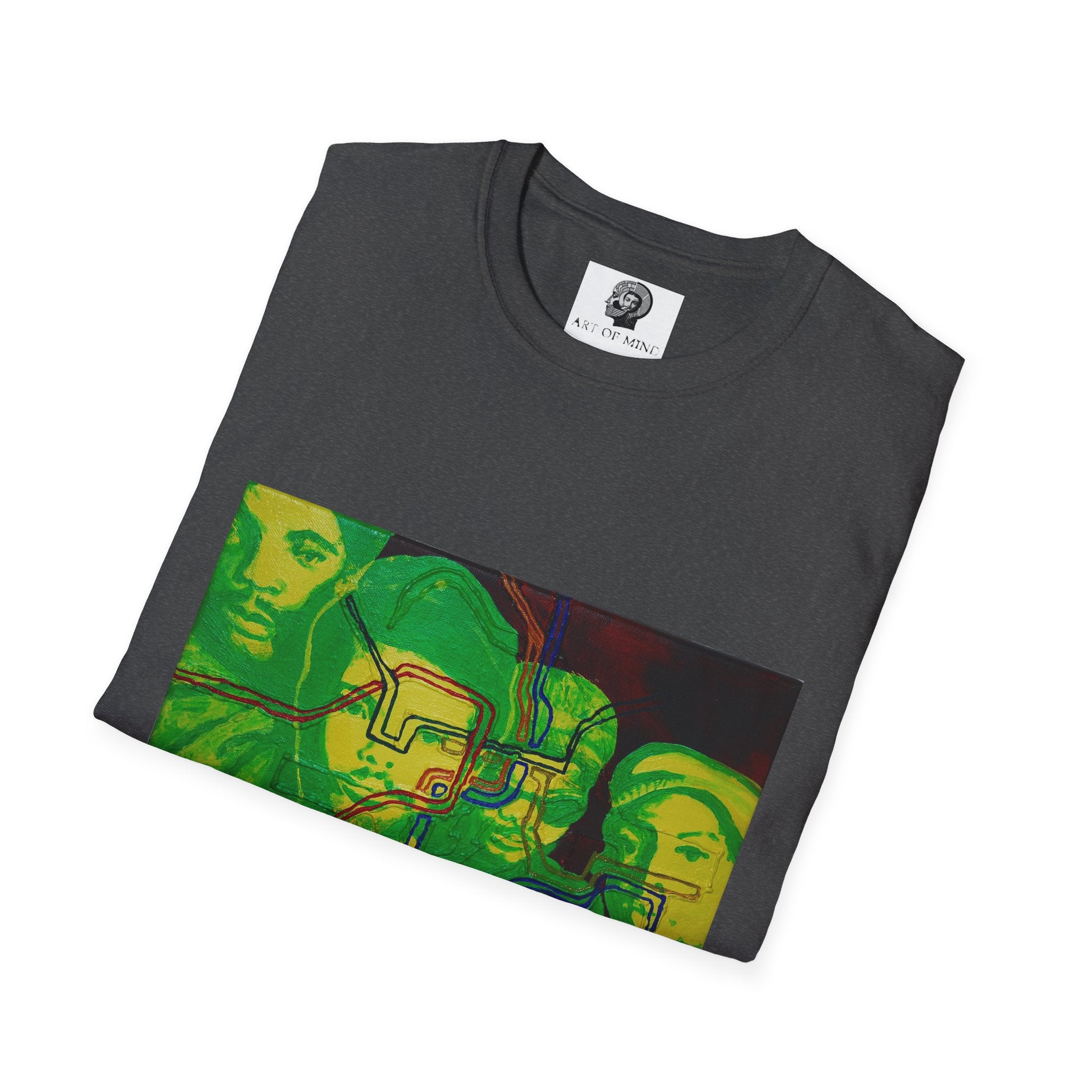 Bad Brains - Abstract Green Portrait T-Shirt — Surreal Layered Faces Art Tee