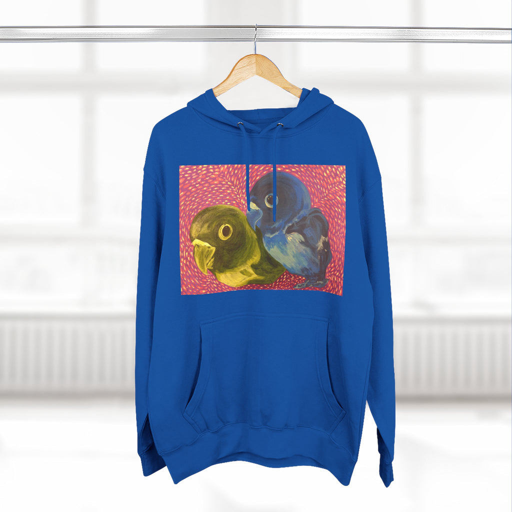 Parakeet Pop Art Hoodie — Colorful Budgie Bird Print Fleece Pullover
