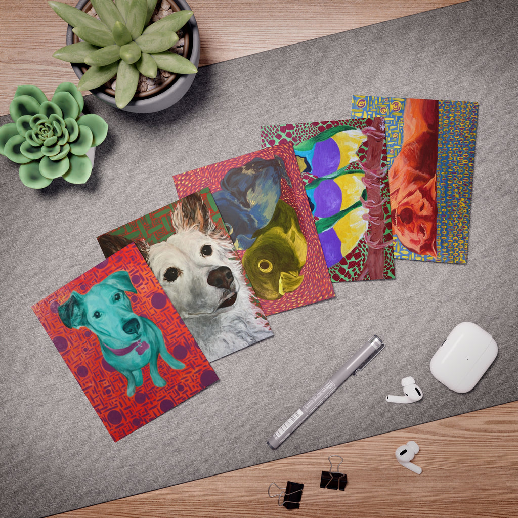 Colorful Pet Art Greeting Cards (5-Pack)