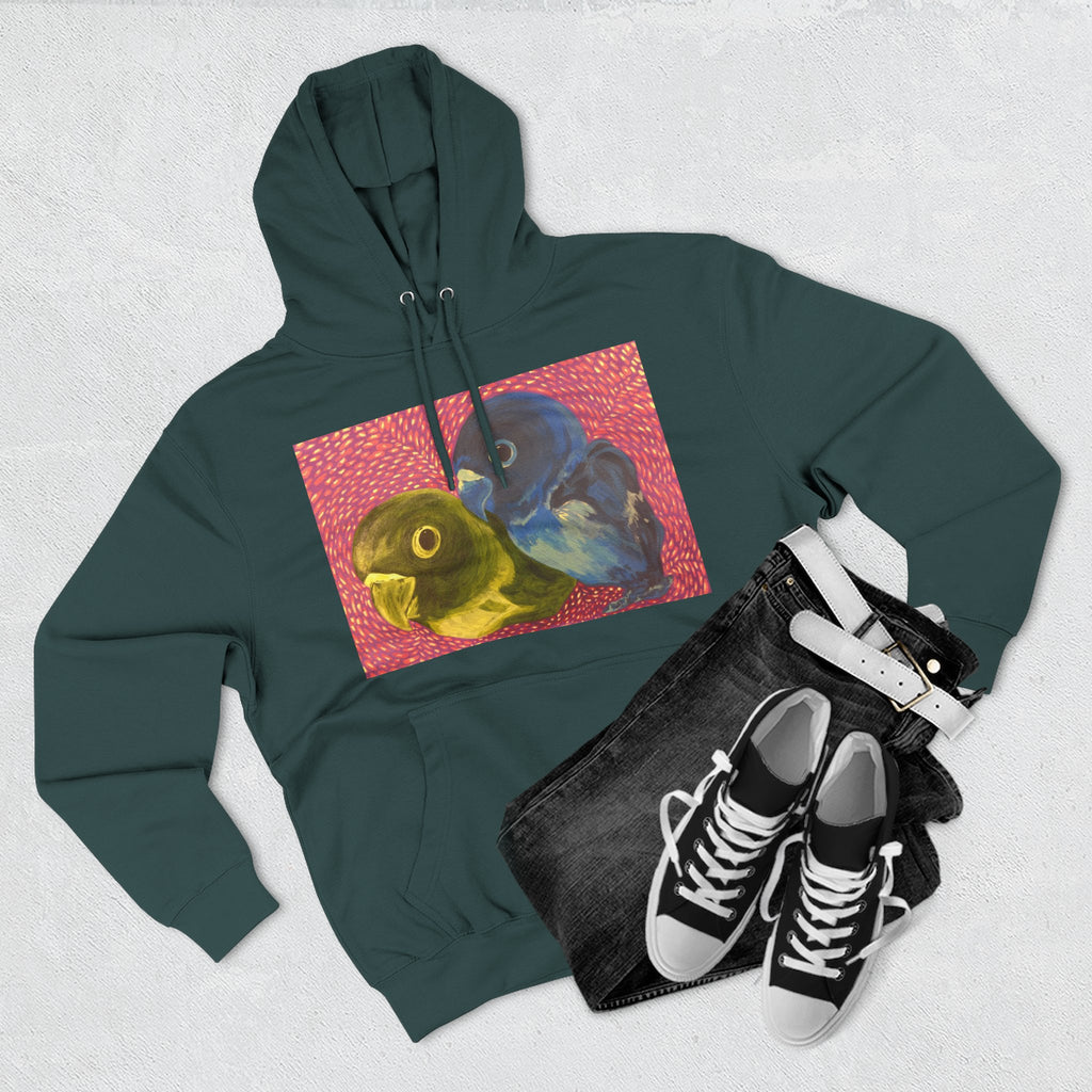 Parakeet Pop Art Hoodie — Colorful Budgie Bird Print Fleece Pullover