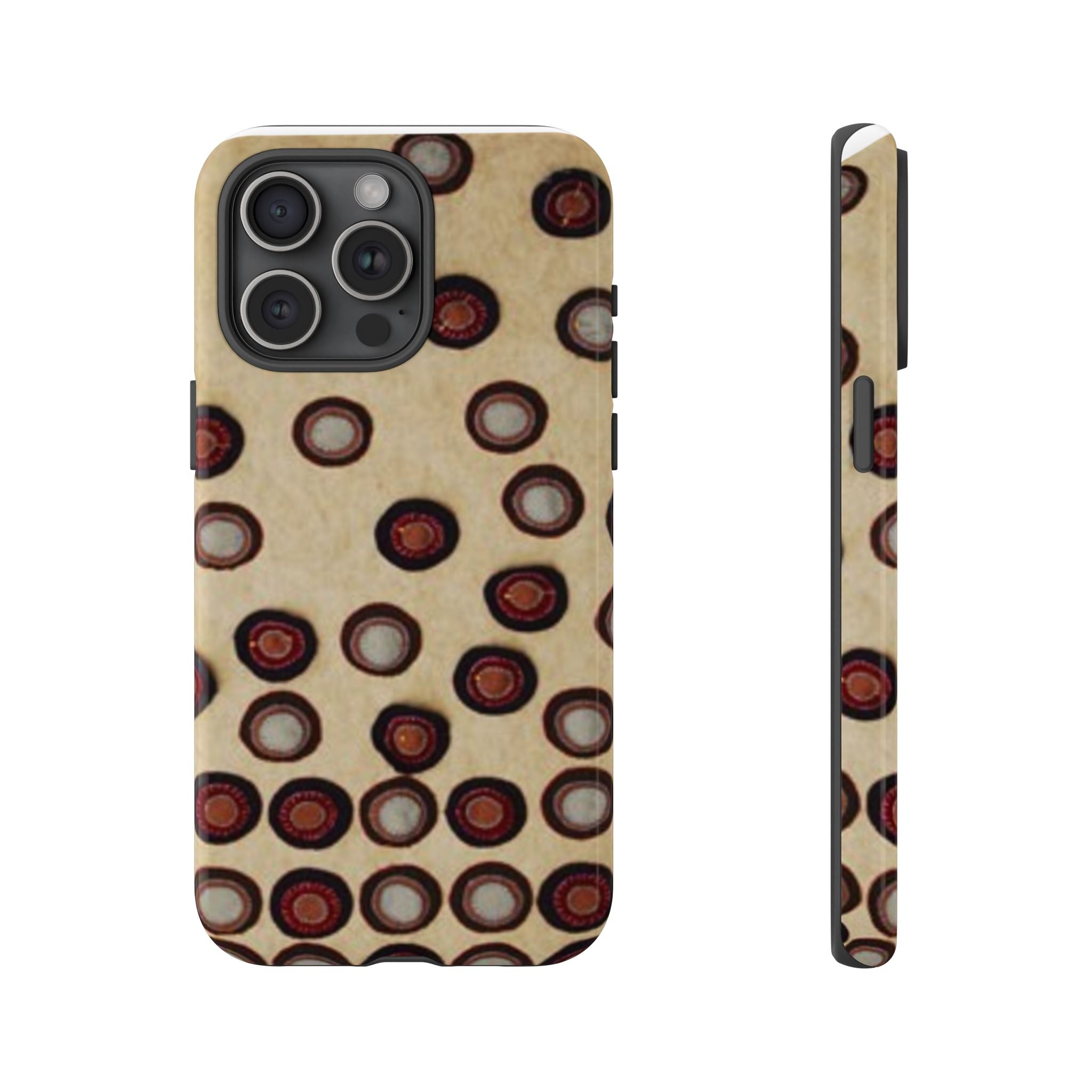 Penny Rug - Retro Dot Pattern Phone Case — Vintage Beige Circles Protective Cover