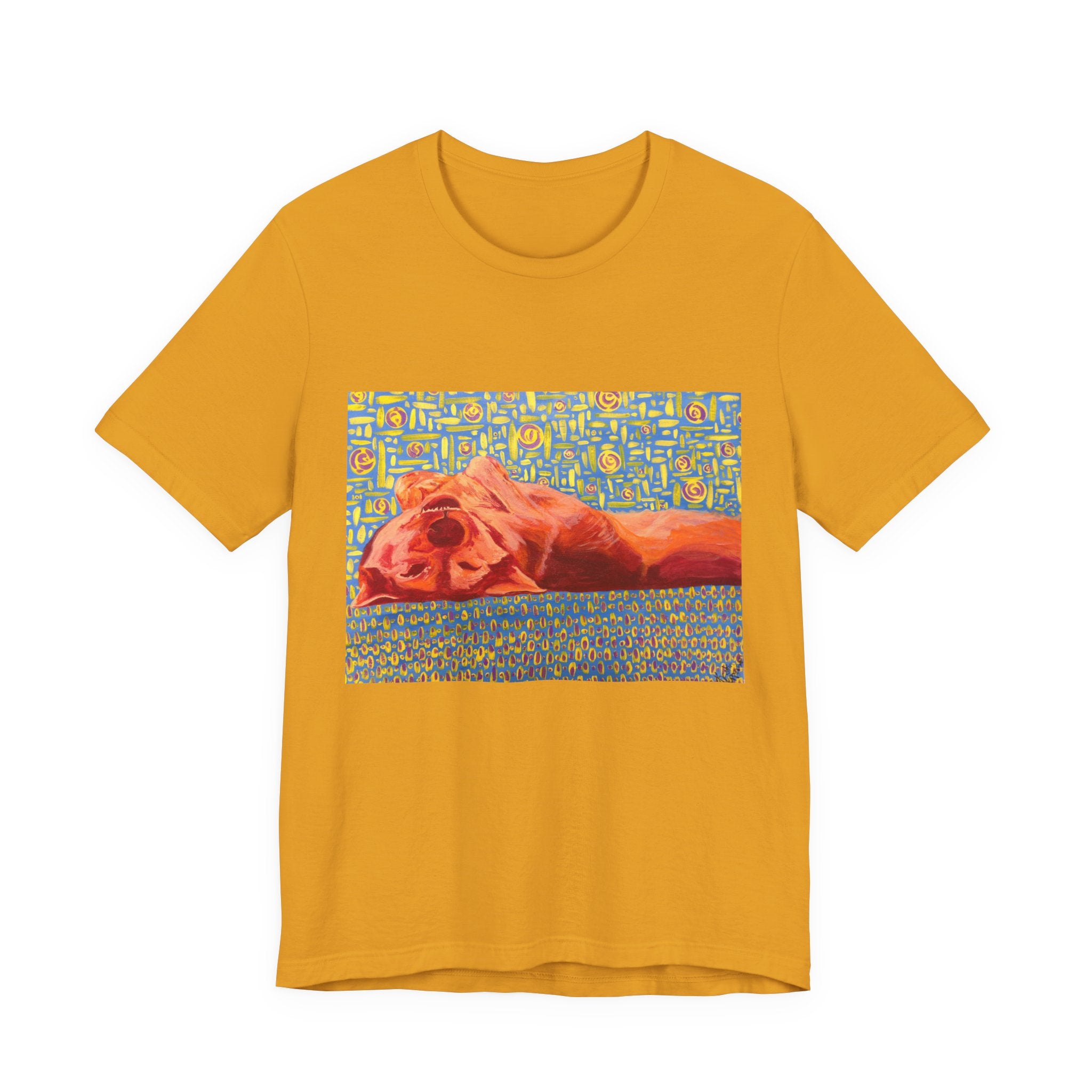 Dog on Back - Sleeping Dog Art Tee — Colorful Pop Art T-Shirt