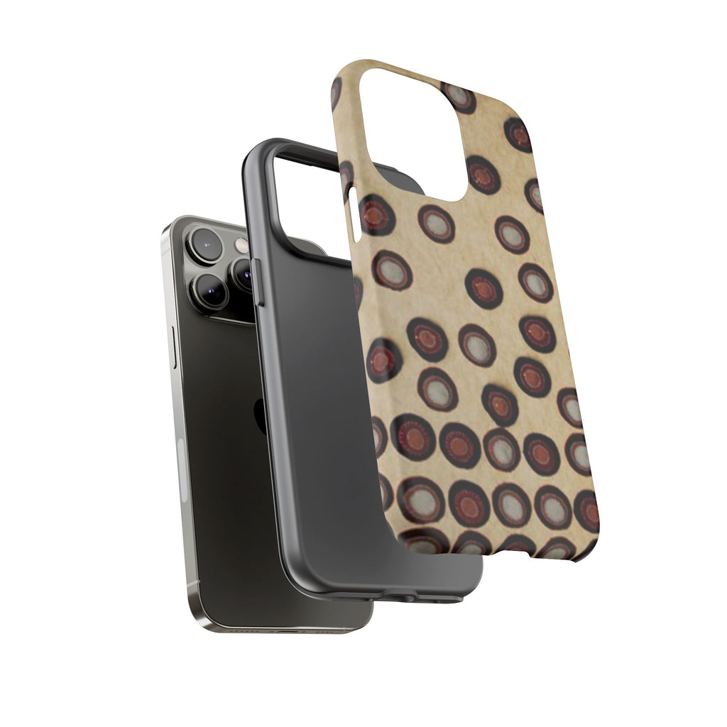 Penny Rug - Retro Dot Pattern Phone Case — Vintage Beige Circles Protective Cover