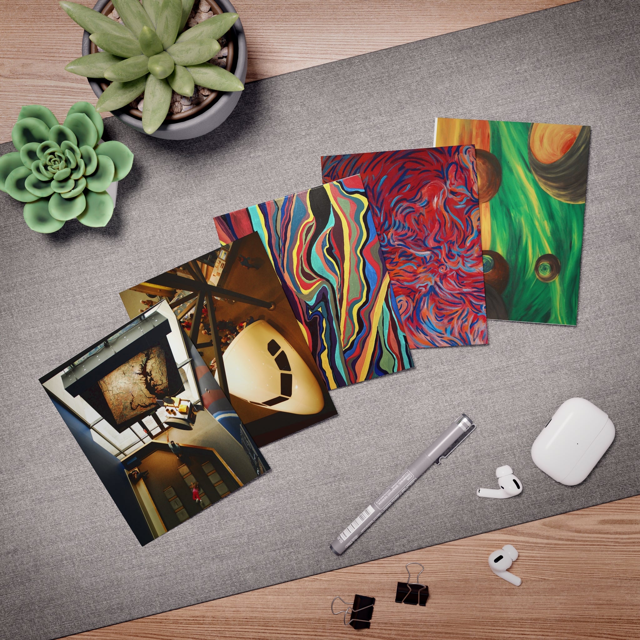 Abstract Art Greeting Cards – 5-Pack Assorted Note Cards (Colorful Swirls & Surreal Photos)