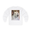 White Dog Portrait Long Sleeve Tee — Brown-Eared Canine Art