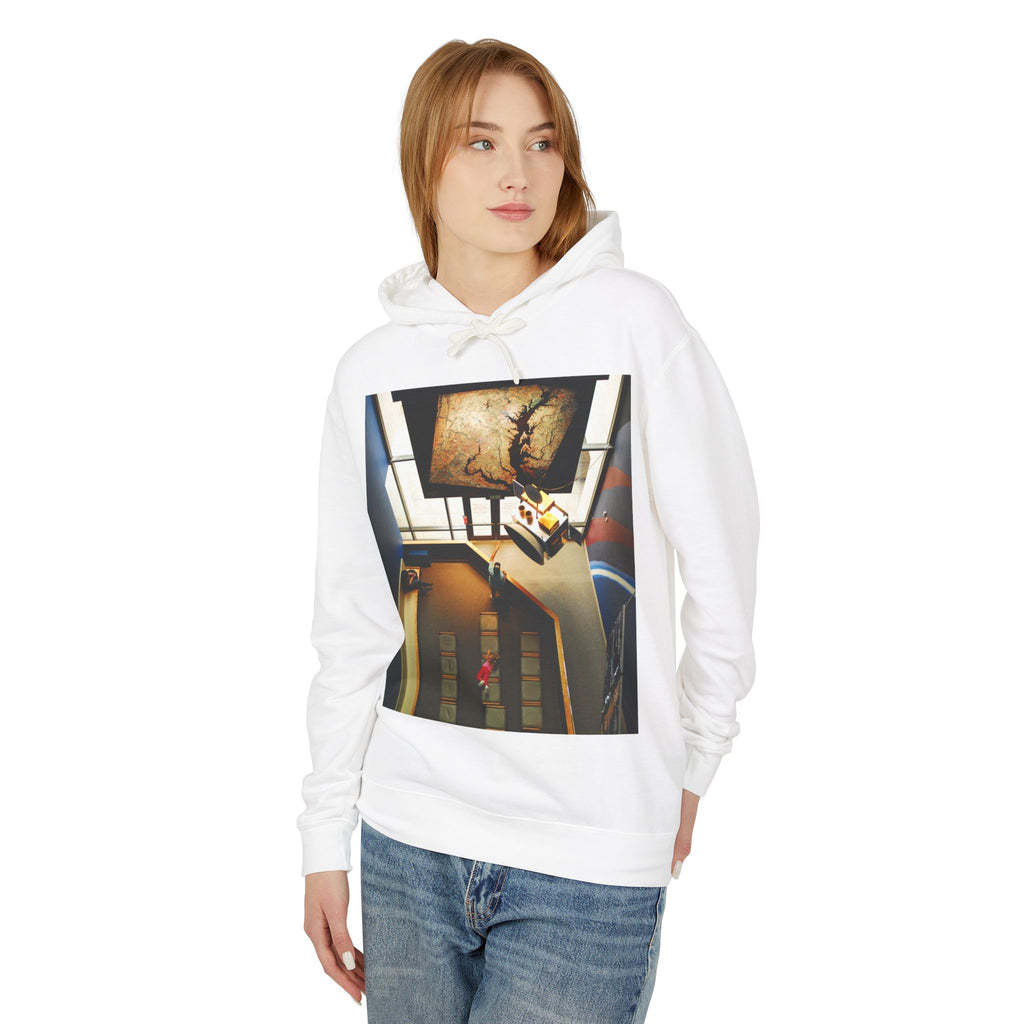 Air and Space - Surreal Stairwell Photo Hoodie — Vintage Elevator Art Pullover