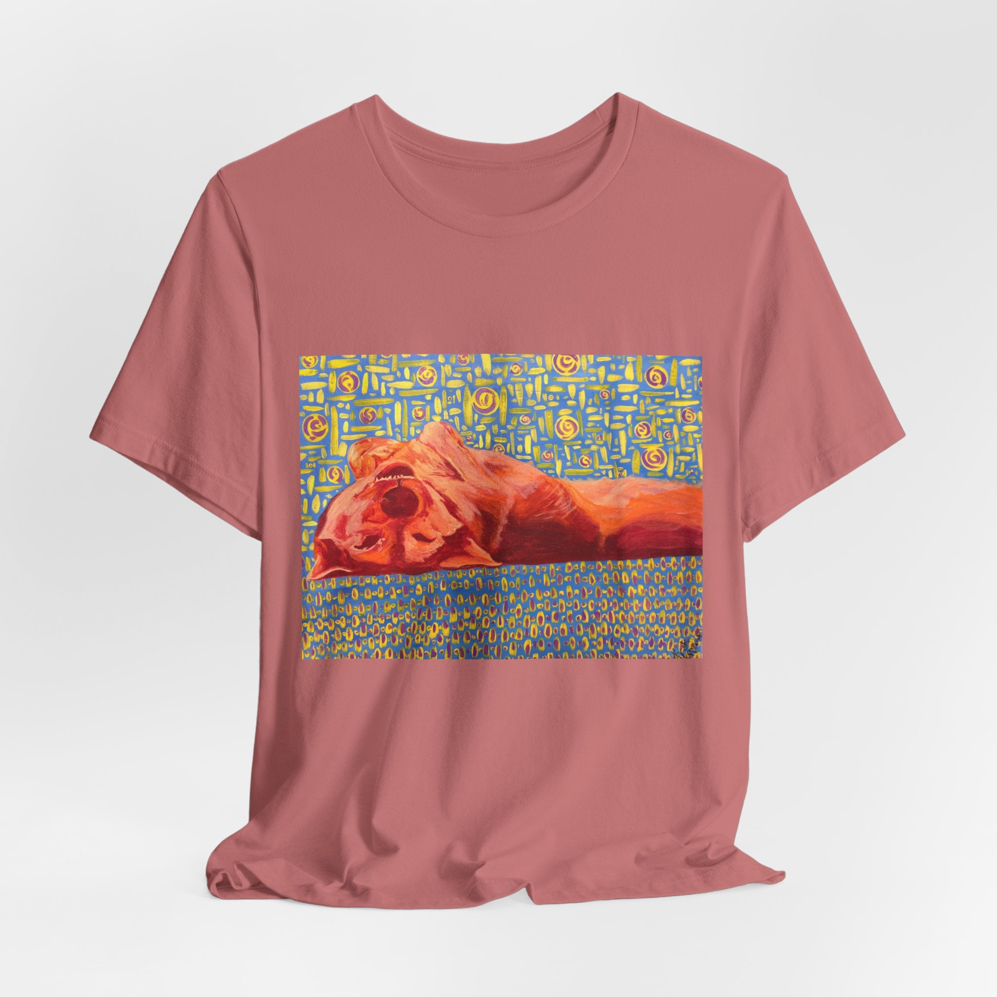 Dog on Back - Sleeping Dog Art Tee — Colorful Pop Art T-Shirt