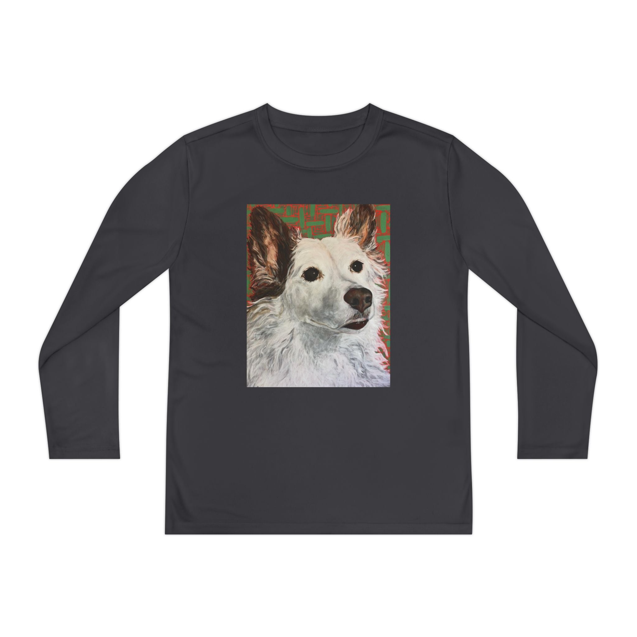 White Dog Portrait - Youth Long Sleeve Tee — White Dog Portrait Kids Shirt