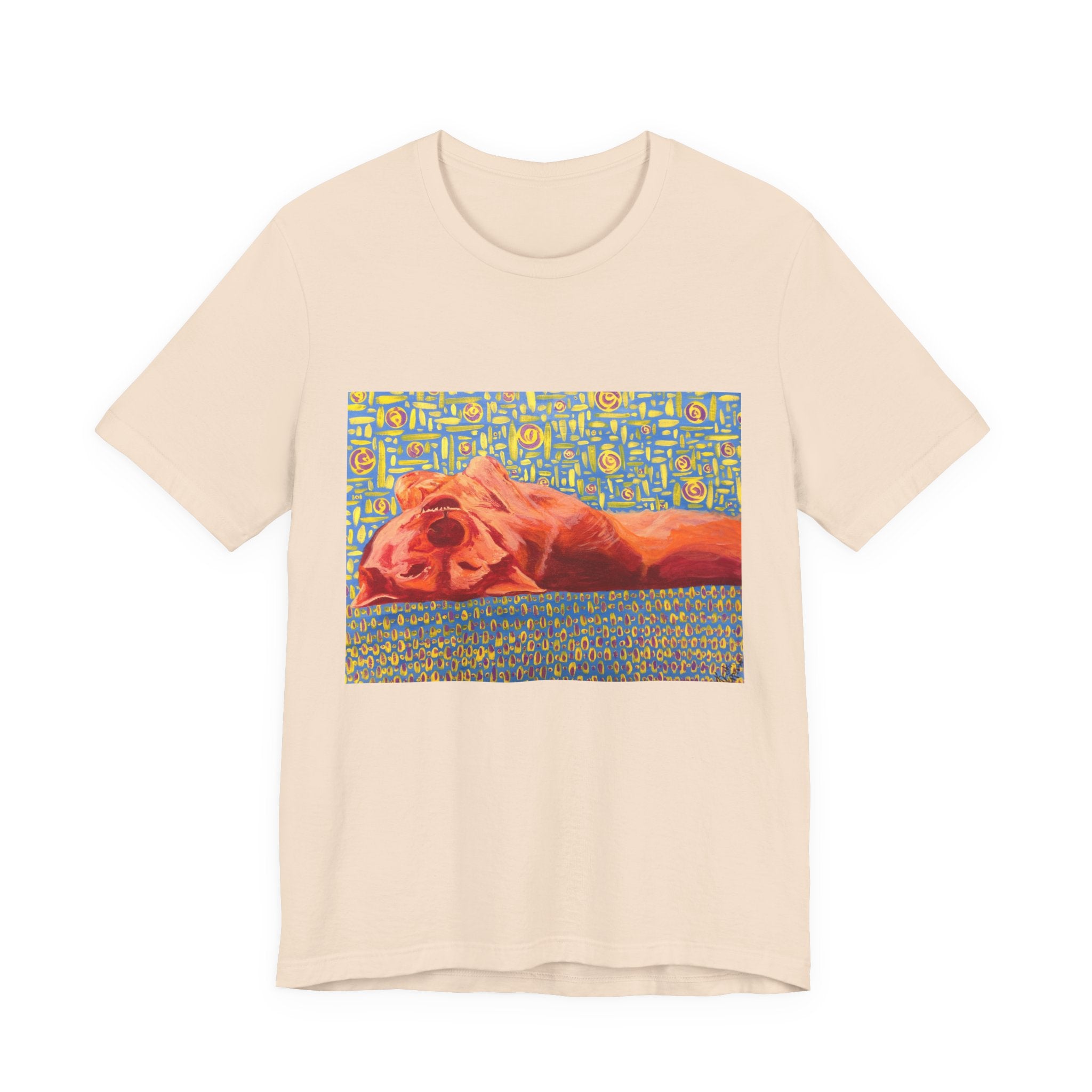 Dog on Back - Sleeping Dog Art Tee — Colorful Pop Art T-Shirt
