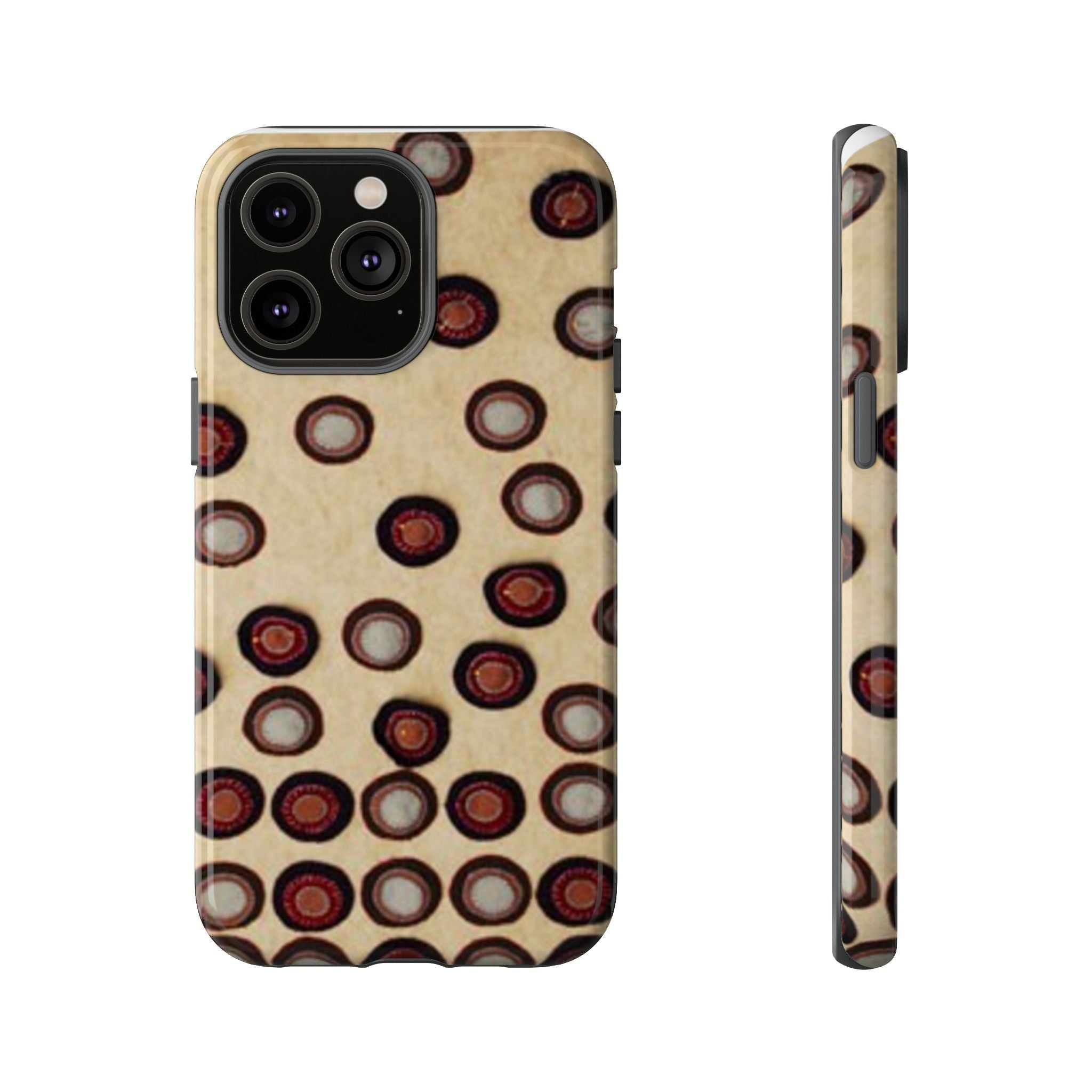 Penny Rug - Retro Dot Pattern Phone Case — Vintage Beige Circles Protective Cover