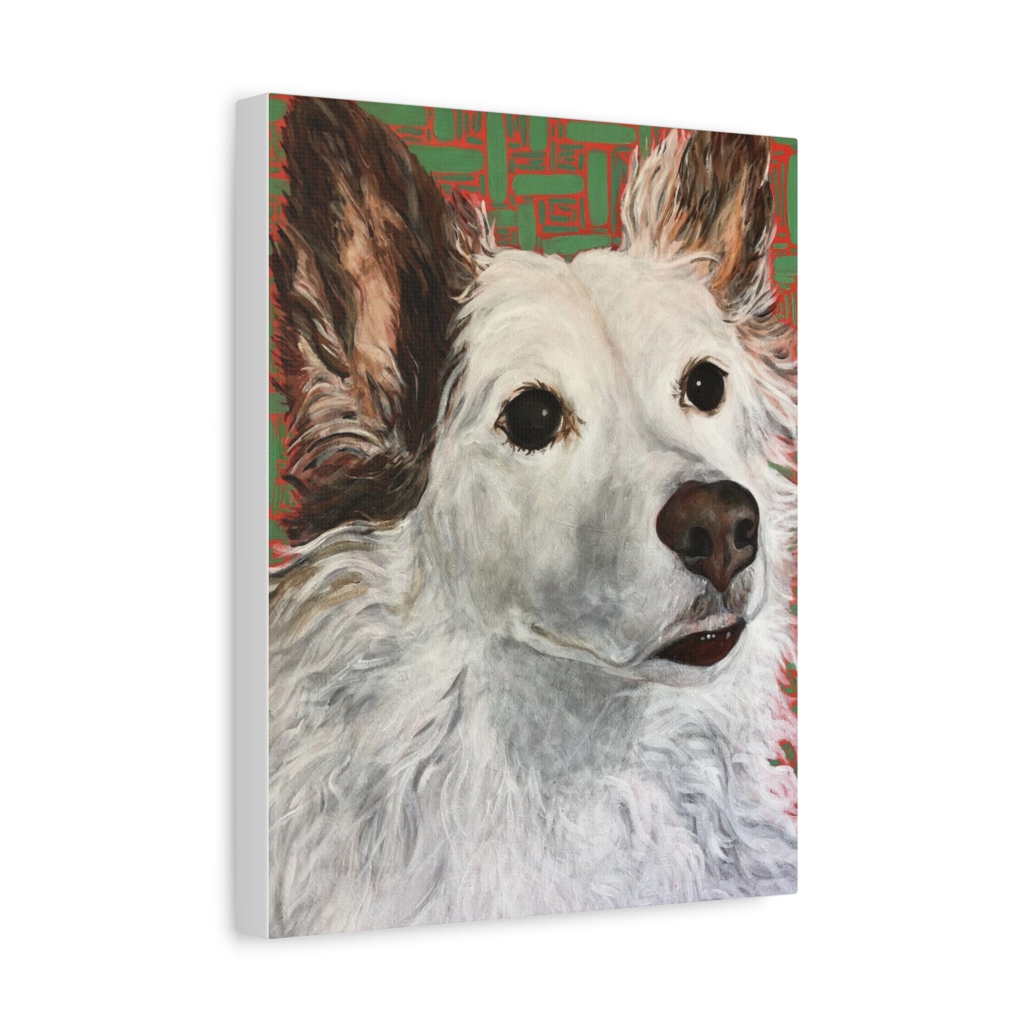 White Dog Portrait Canvas Print — Stretched Matte Wall Art for Pet Lovers