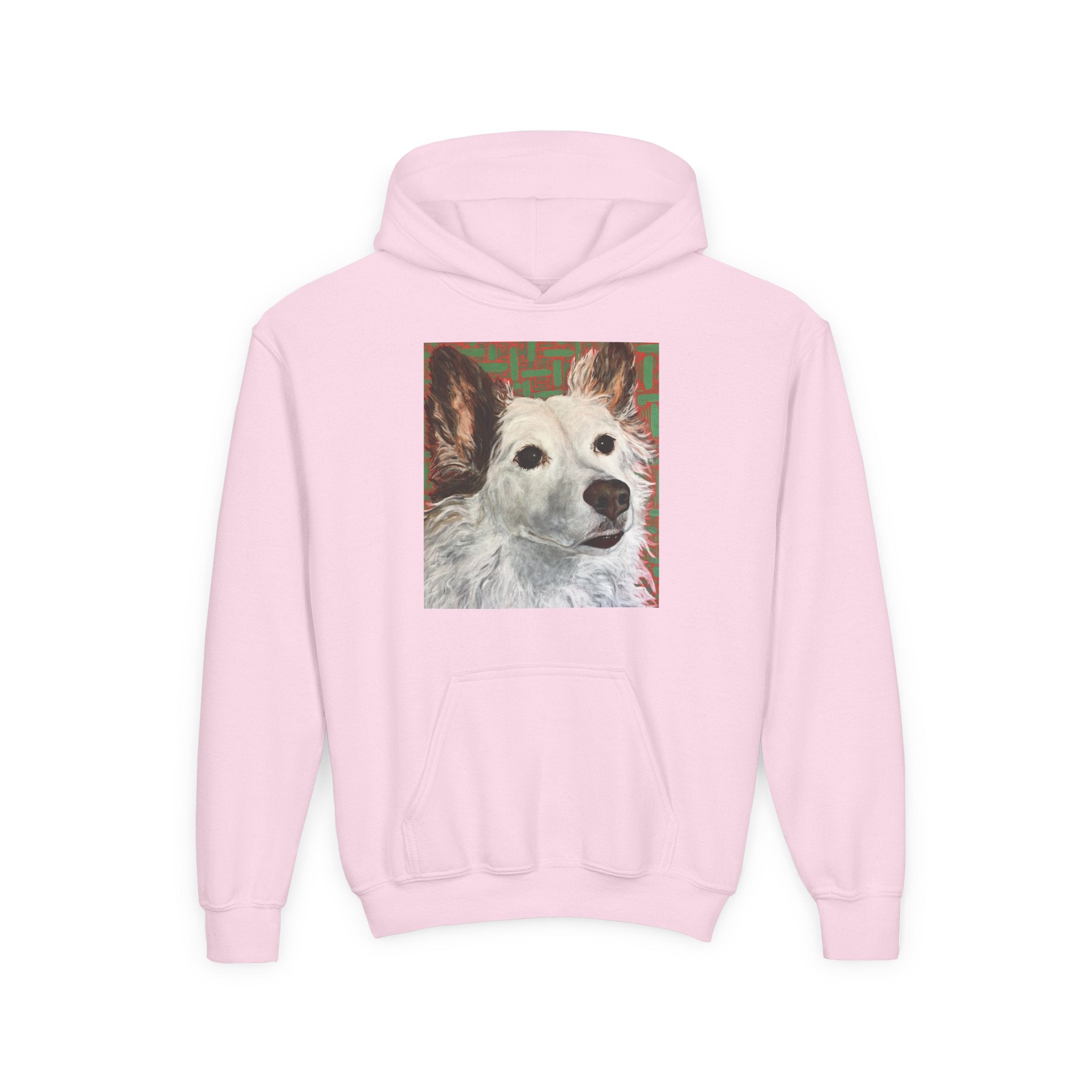 White Dog Portrait Hoodie —  Pullover for Kids