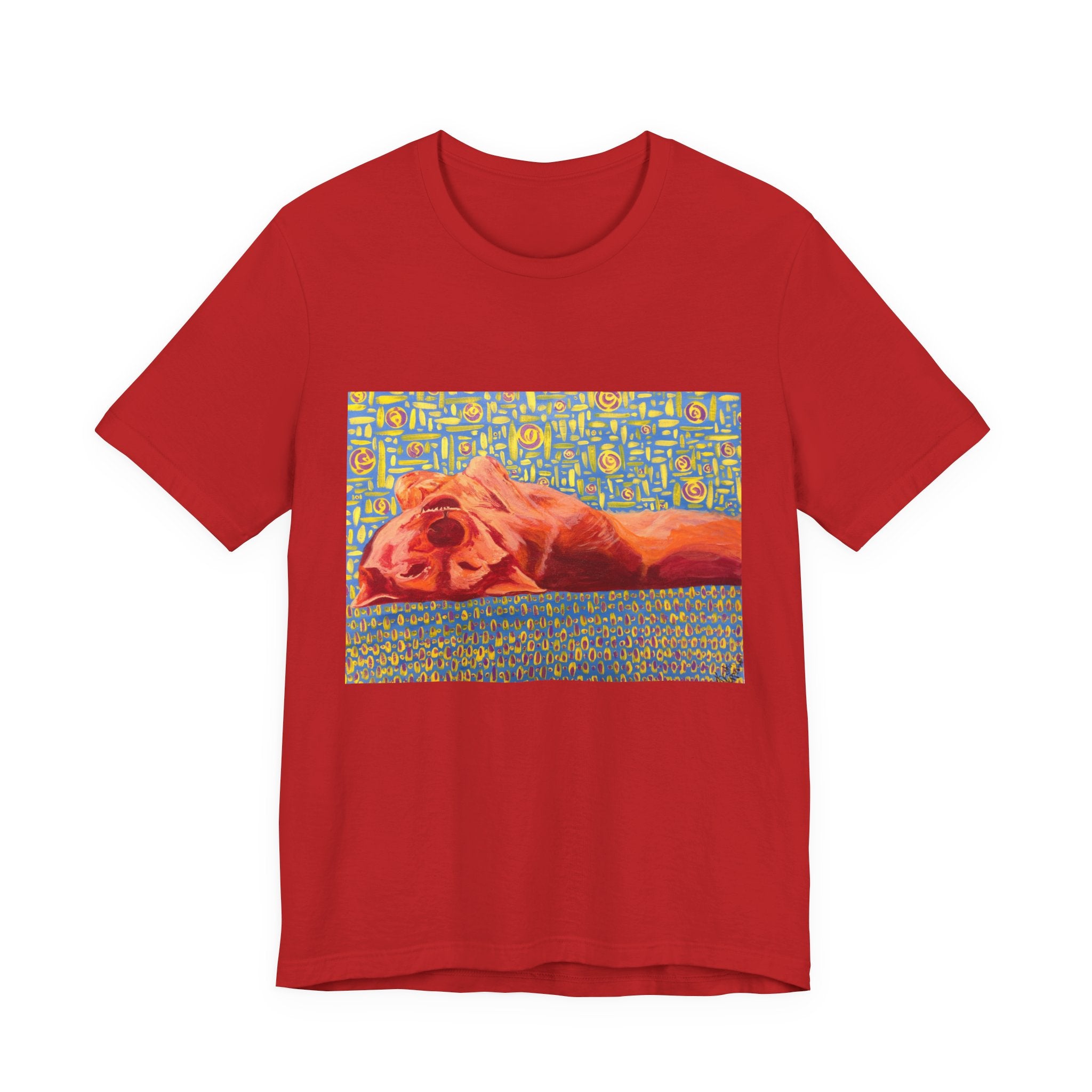 Dog on Back - Sleeping Dog Art Tee — Colorful Pop Art T-Shirt