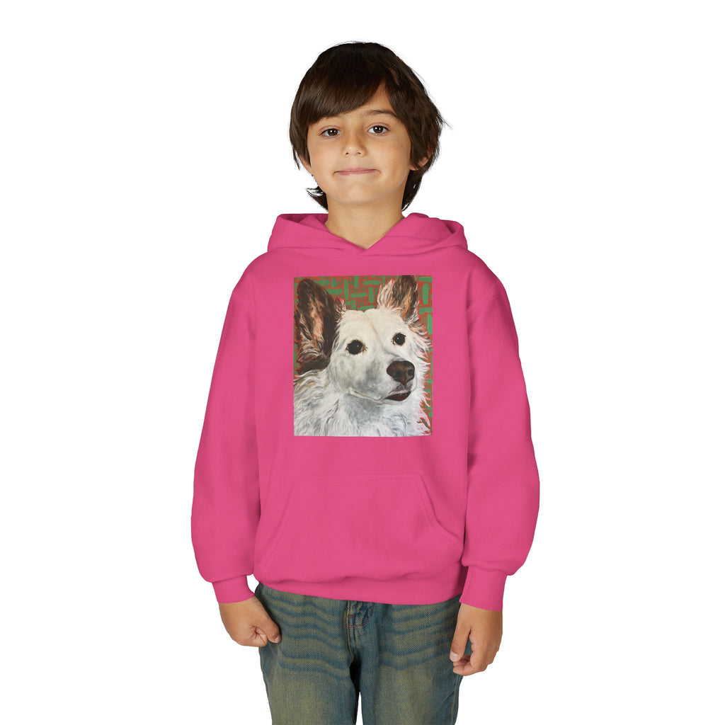 White Dog Portrait Hoodie —  Pullover for Kids