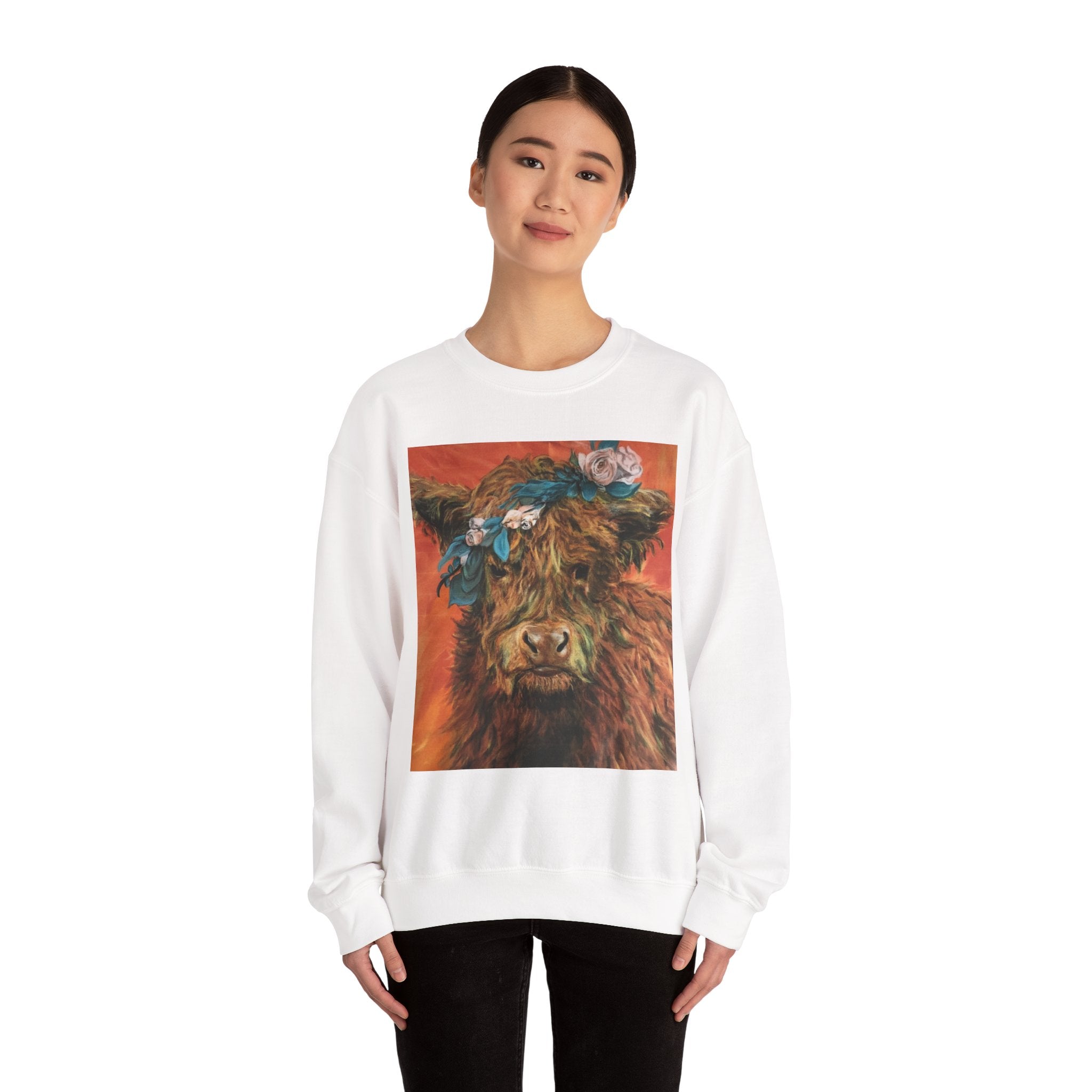 Highland Cow Sweatshirt — Flower Crown Farm Chic Crewneck