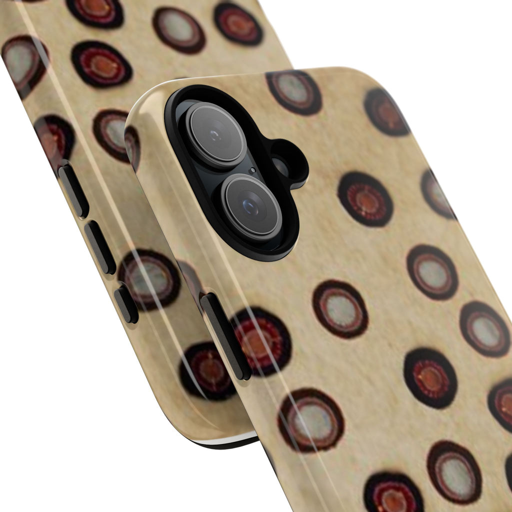 Penny Rug - Retro Dot Pattern Phone Case — Vintage Beige Circles Protective Cover