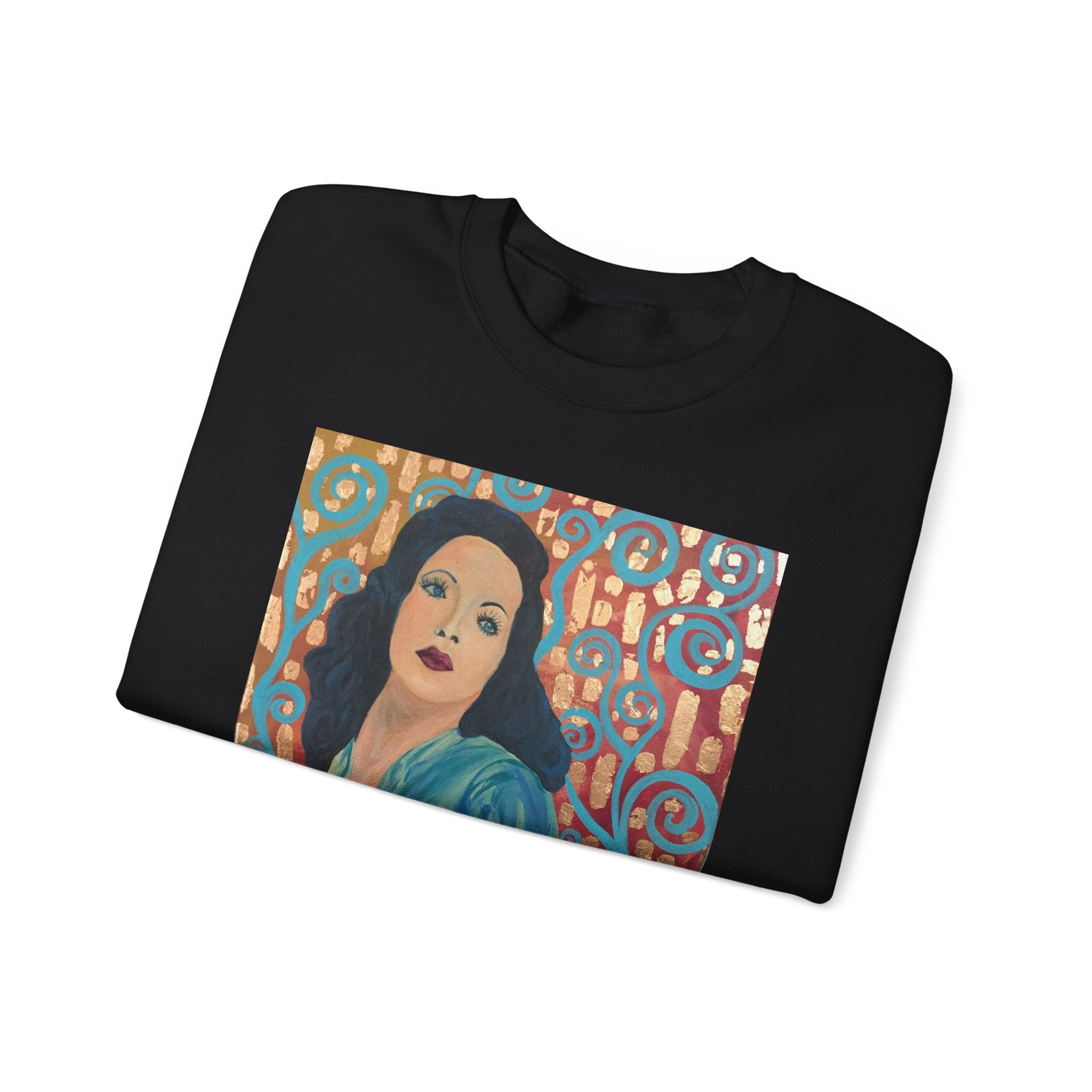 Gene Tierney Portrait Adult Sweatshirt — Painted Pop-Art Vintage Actress Crewneck