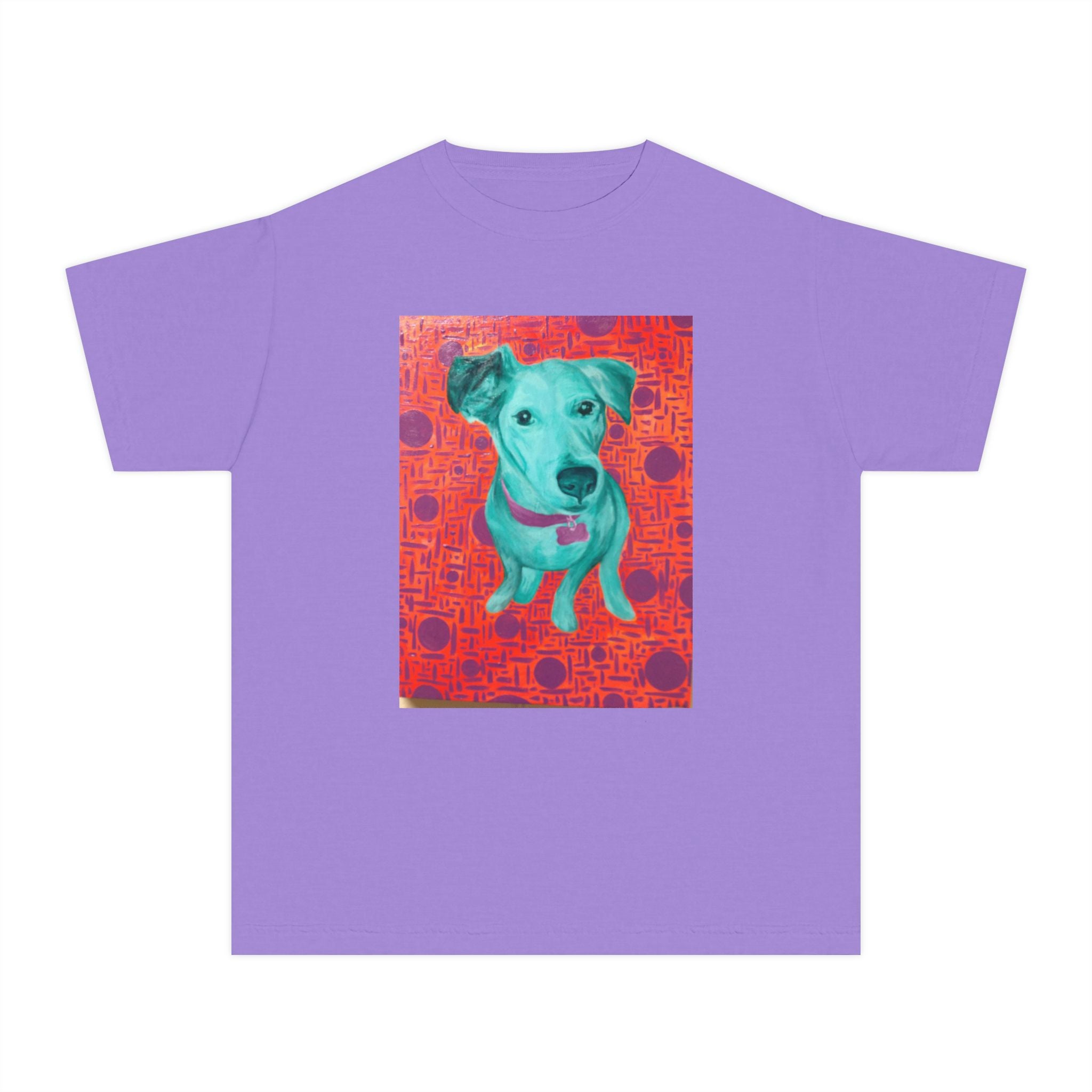 White Dog - Youth Tee — Colorful Pop-Art Puppy Graphic Kids T-Shirt