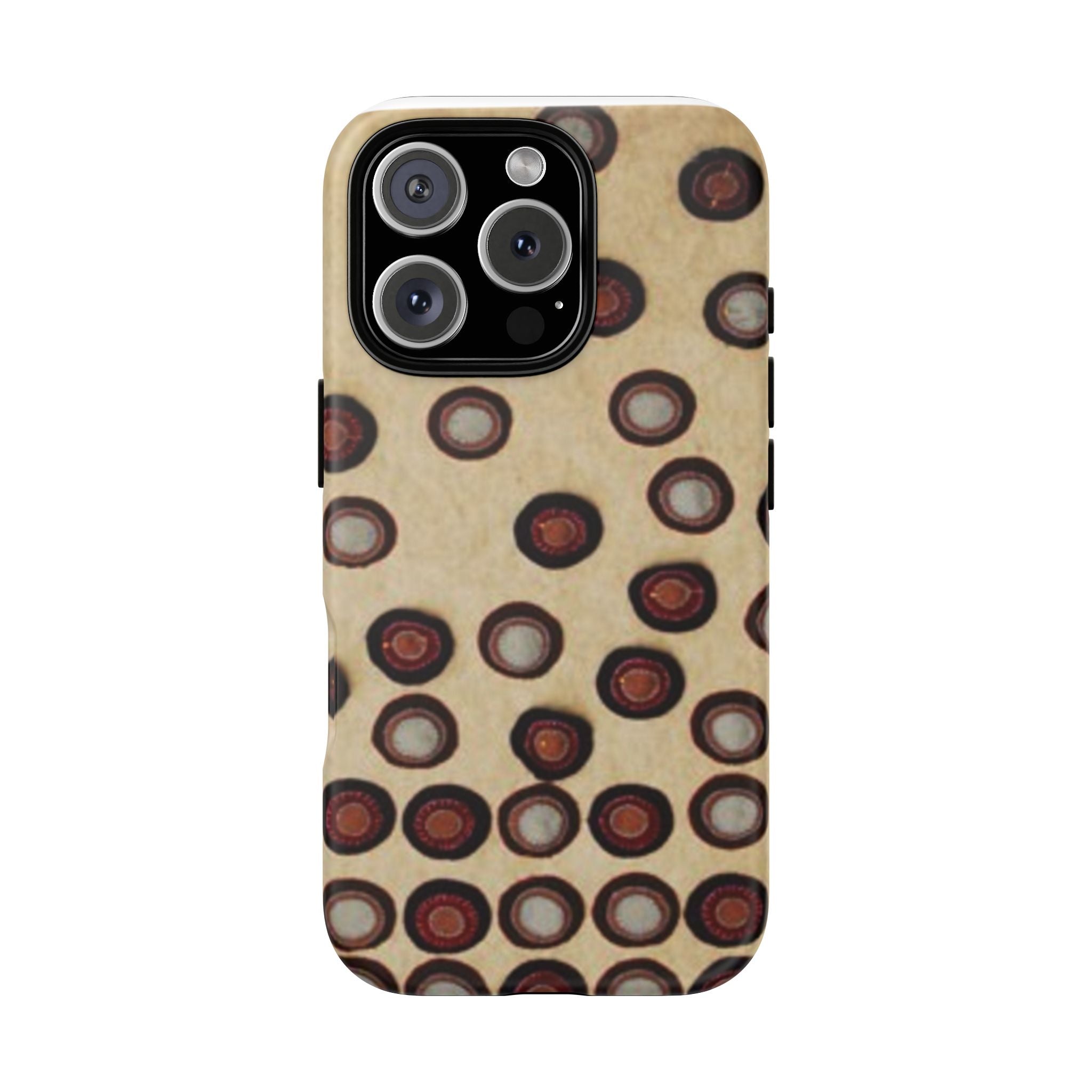 Penny Rug - Retro Dot Pattern Phone Case — Vintage Beige Circles Protective Cover