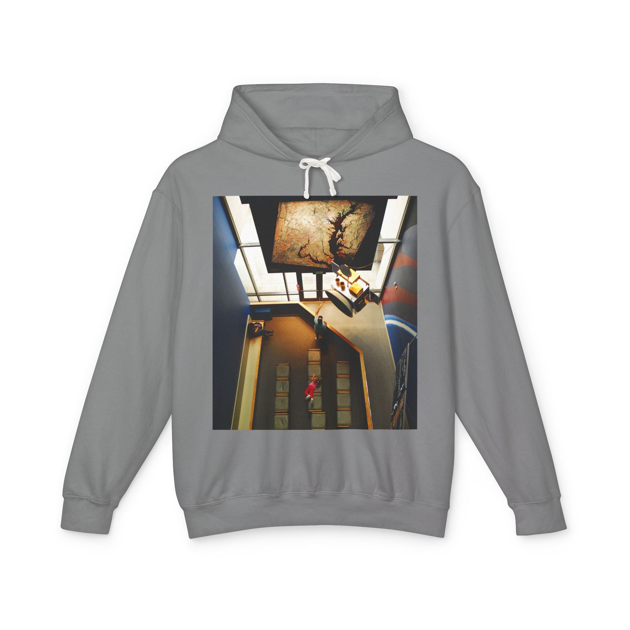 Air and Space - Surreal Stairwell Photo Hoodie — Vintage Elevator Art Pullover