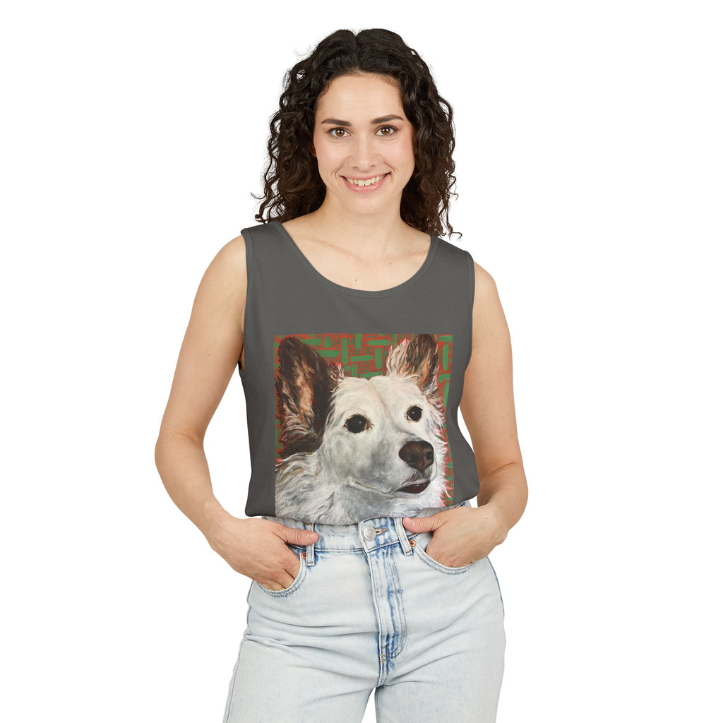WhiteDog Portrait - Tank Top with Pop-Art Dog Portrait — Cute Pet Graphic Tank