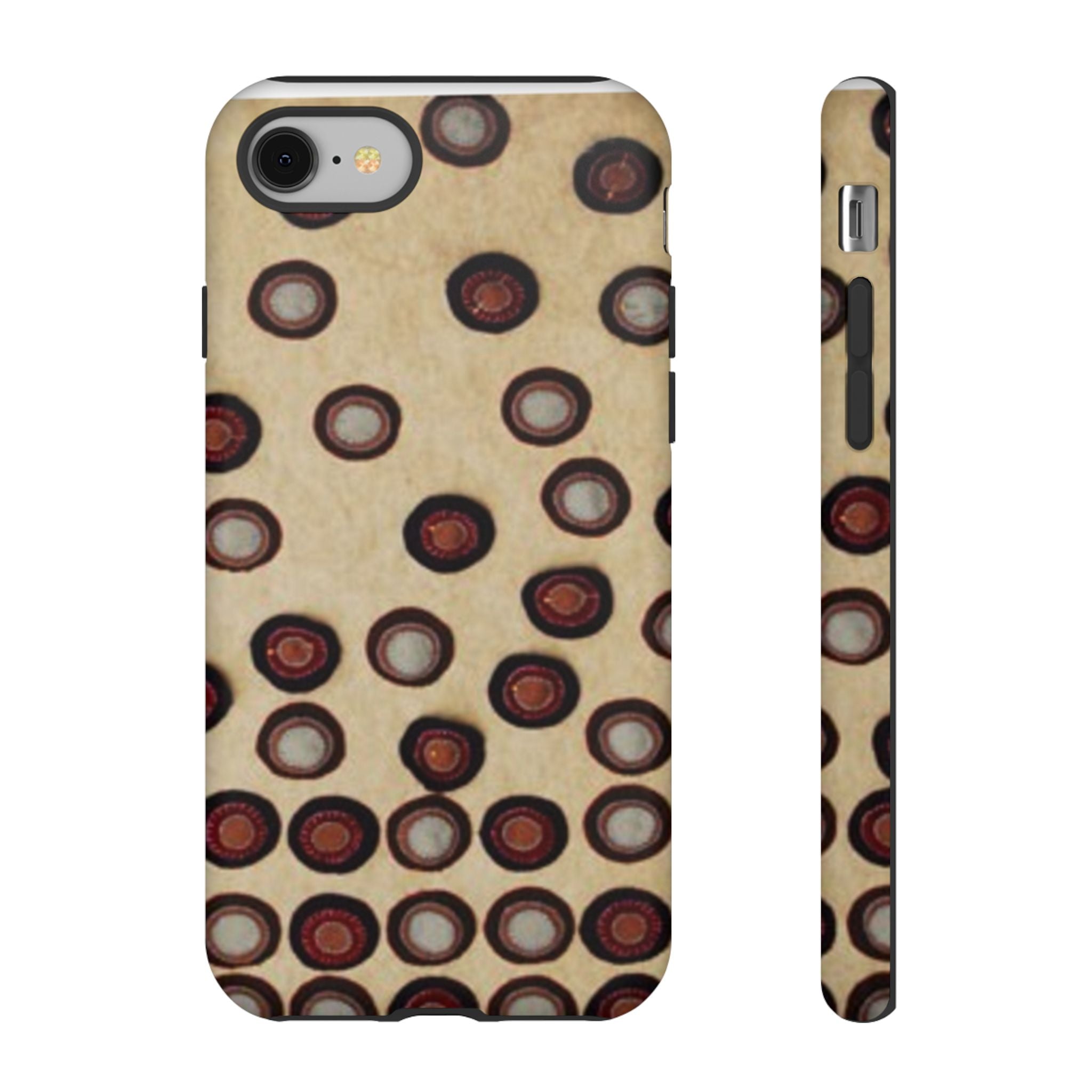 Penny Rug - Retro Dot Pattern Phone Case — Vintage Beige Circles Protective Cover