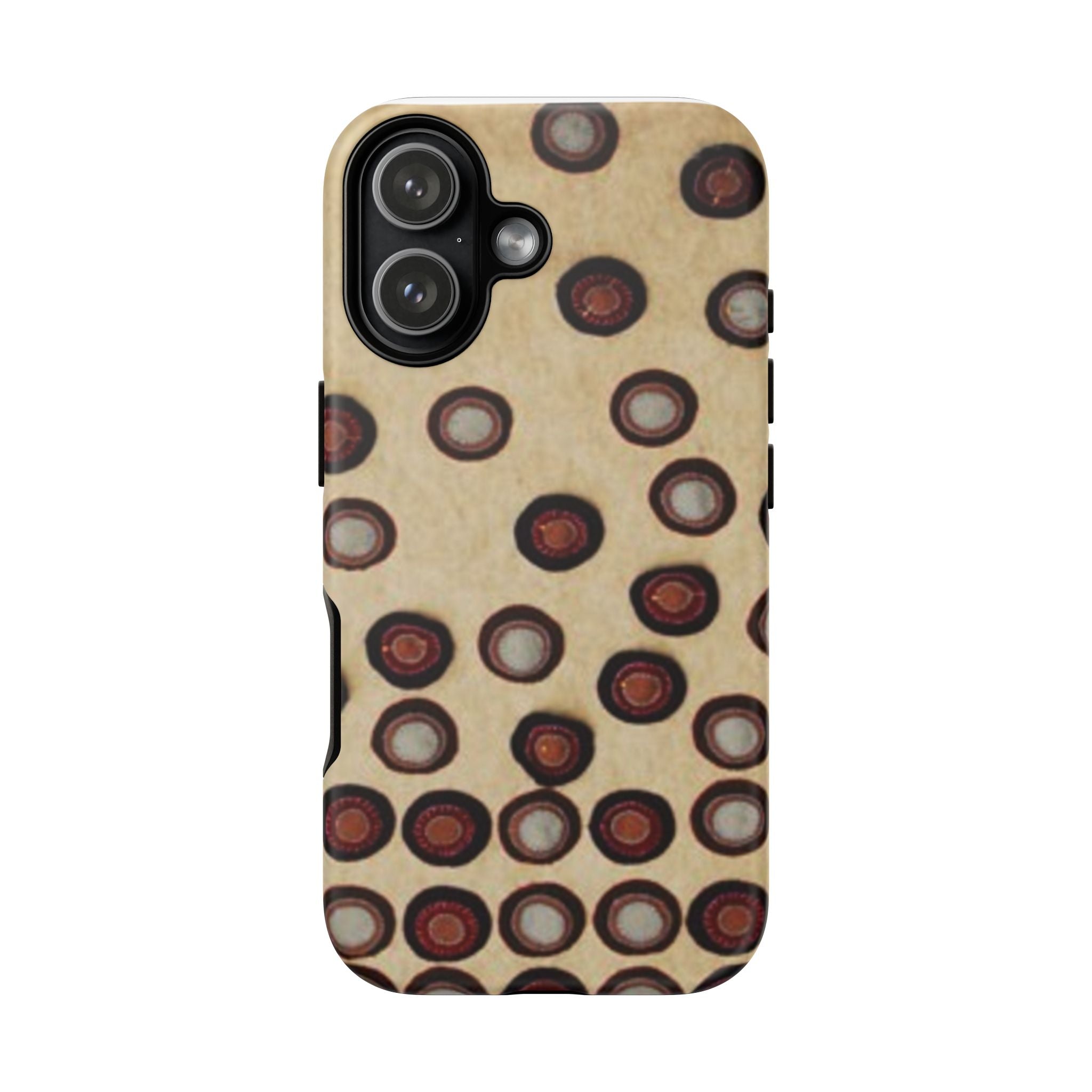Penny Rug - Retro Dot Pattern Phone Case — Vintage Beige Circles Protective Cover
