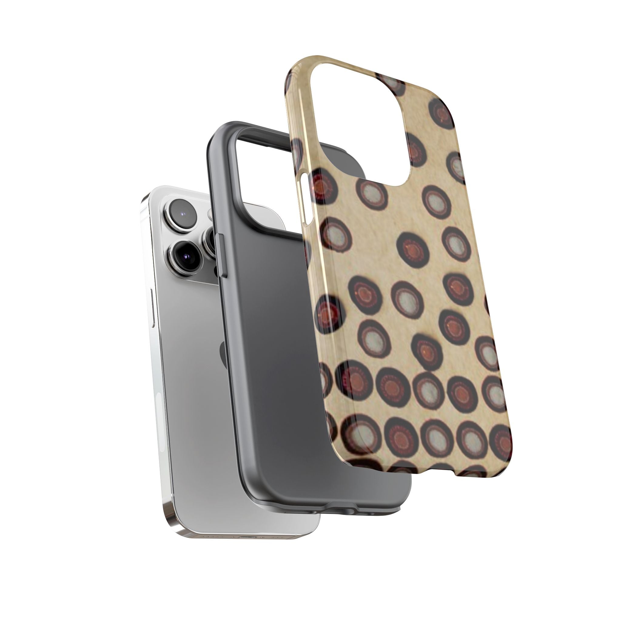 Penny Rug - Retro Dot Pattern Phone Case — Vintage Beige Circles Protective Cover