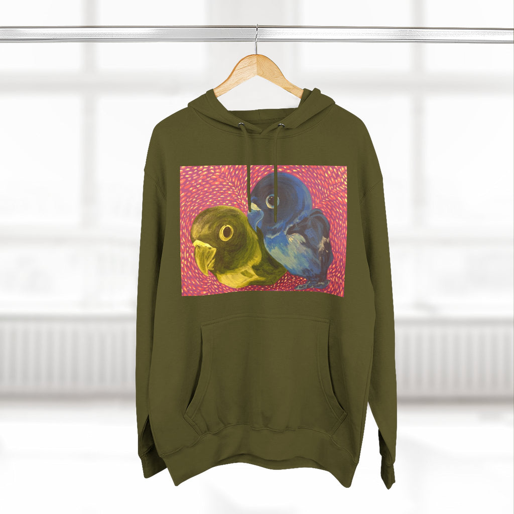 Parakeet Pop Art Hoodie — Colorful Budgie Bird Print Fleece Pullover