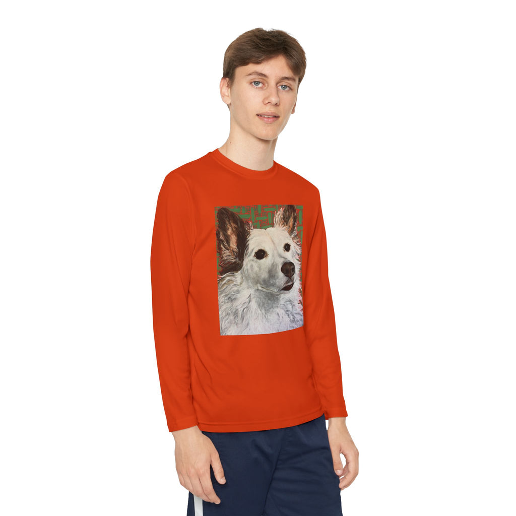 White Dog Portrait - Youth Long Sleeve Tee — White Dog Portrait Kids Shirt