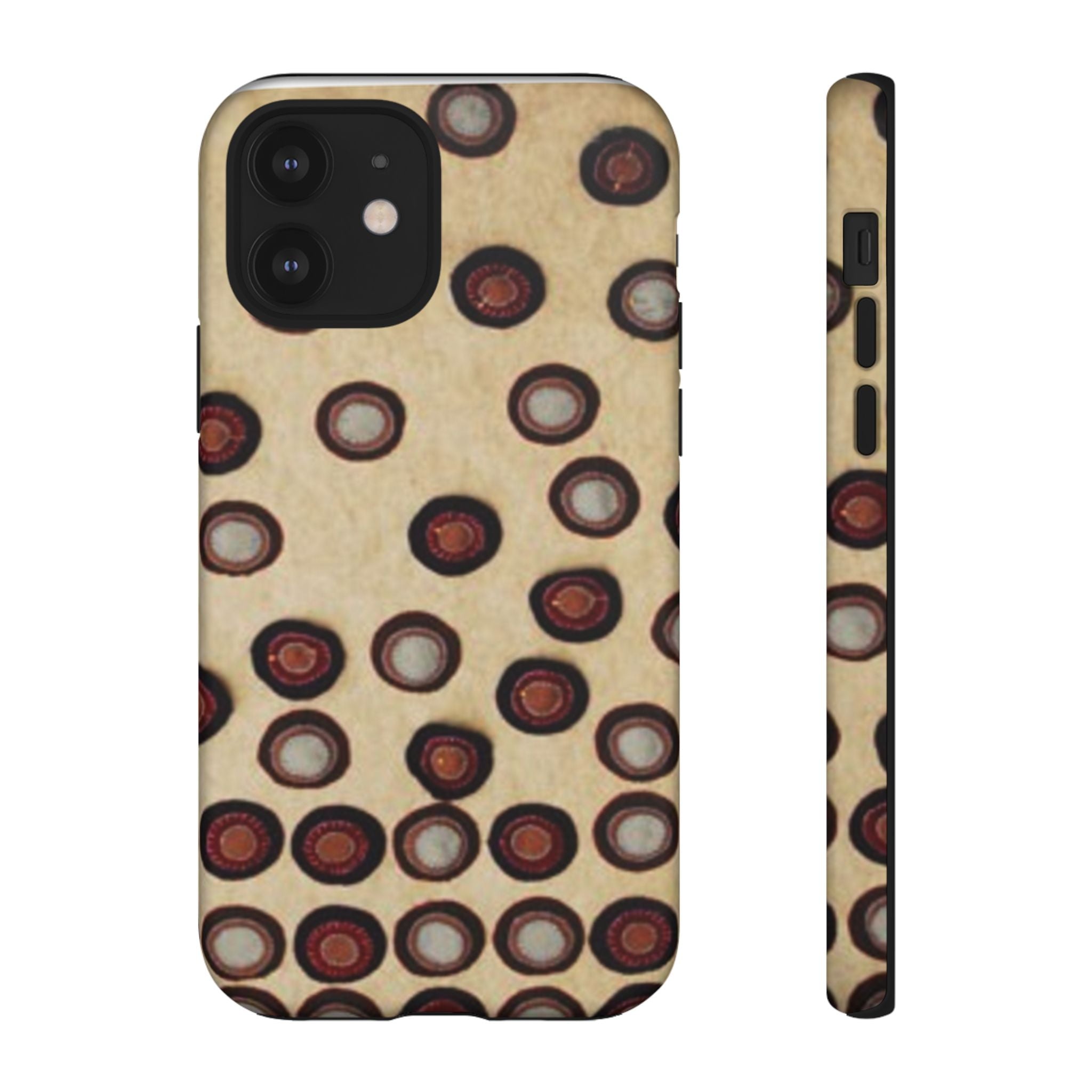 Penny Rug - Retro Dot Pattern Phone Case — Vintage Beige Circles Protective Cover
