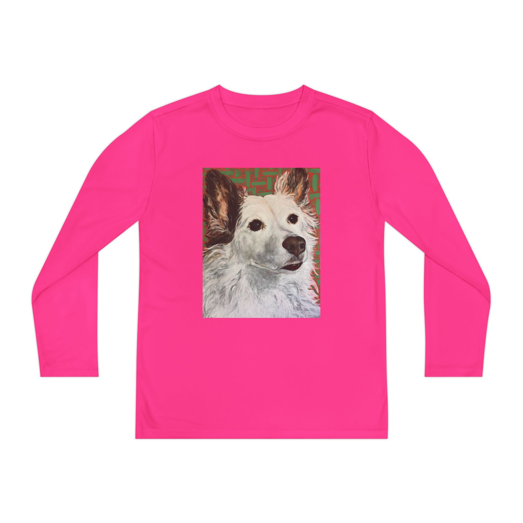 White Dog Portrait - Youth Long Sleeve Tee — White Dog Portrait Kids Shirt