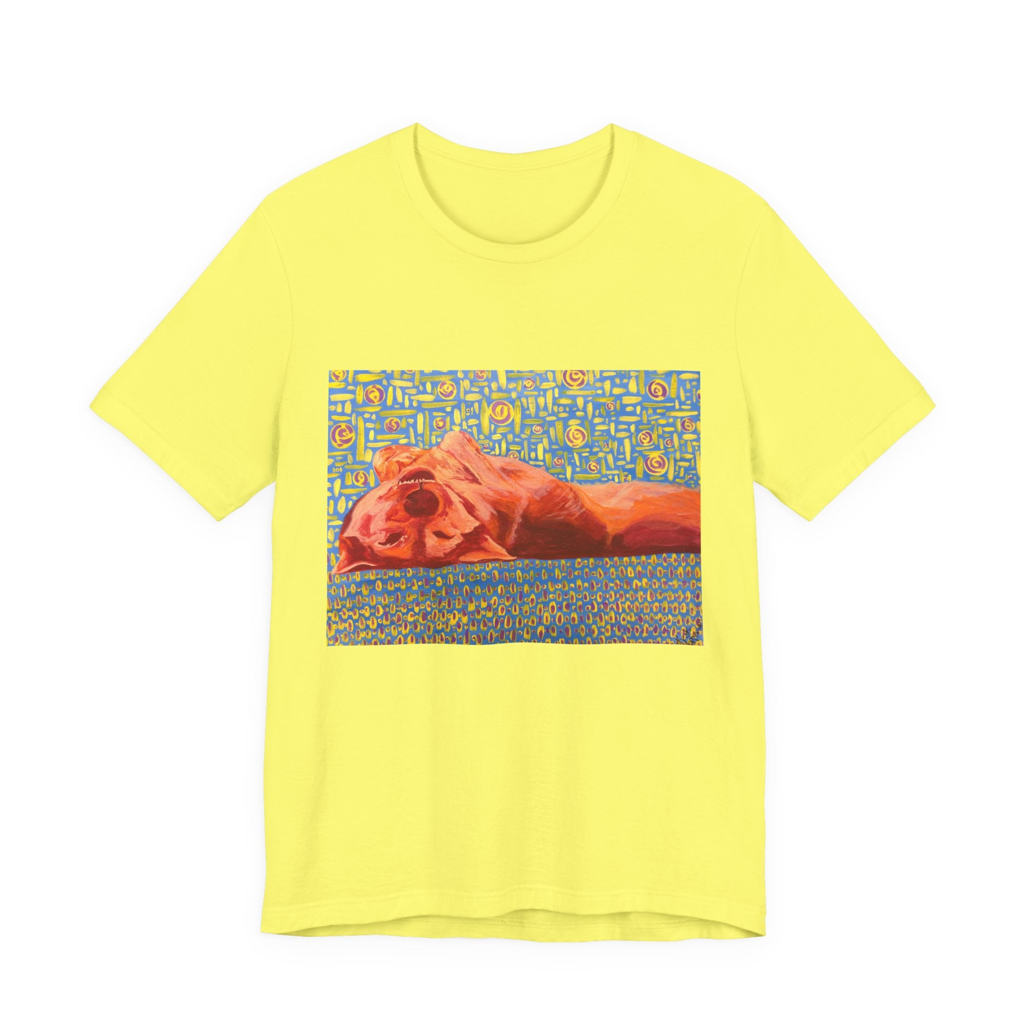 Dog on Back - Sleeping Dog Art Tee — Colorful Pop Art T-Shirt