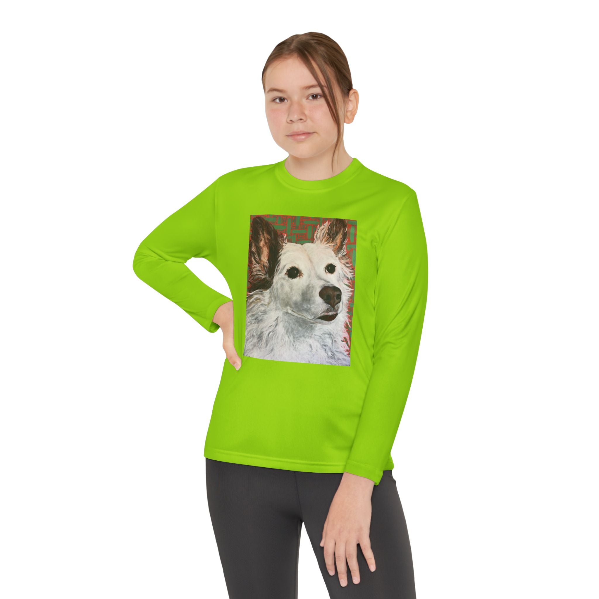 White Dog Portrait - Youth Long Sleeve Tee — White Dog Portrait Kids Shirt
