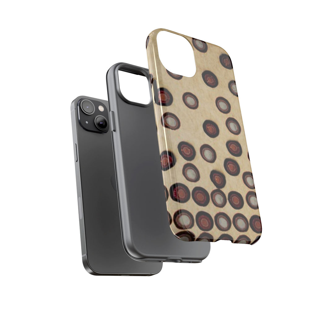 Penny Rug - Retro Dot Pattern Phone Case — Vintage Beige Circles Protective Cover