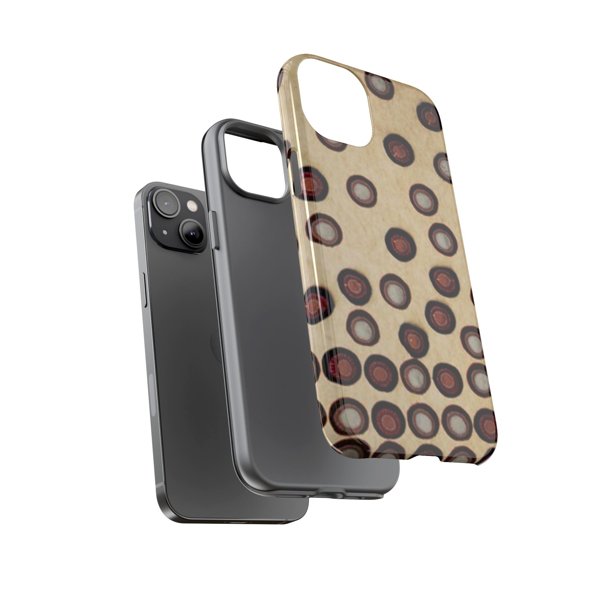 Penny Rug - Retro Dot Pattern Phone Case — Vintage Beige Circles Protective Cover
