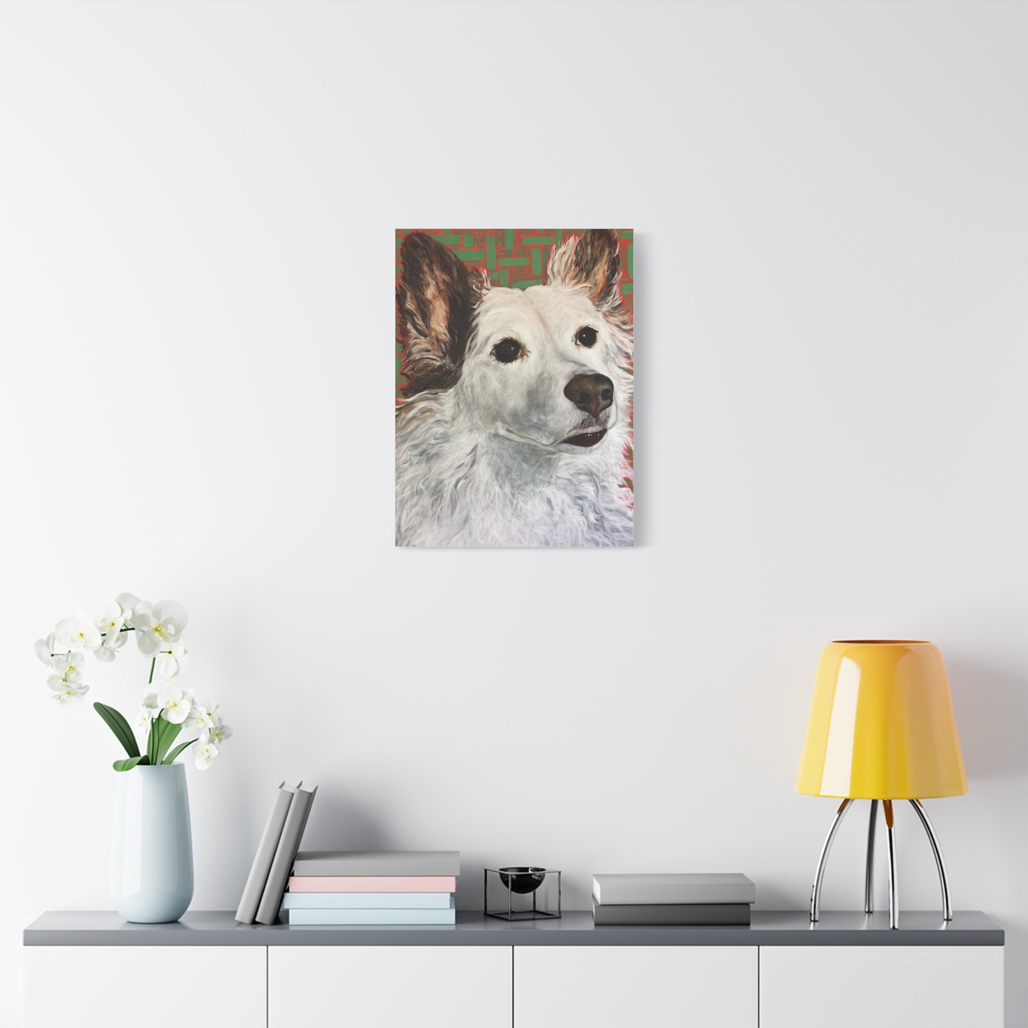 White Dog Portrait Canvas Print — Stretched Matte Wall Art for Pet Lovers