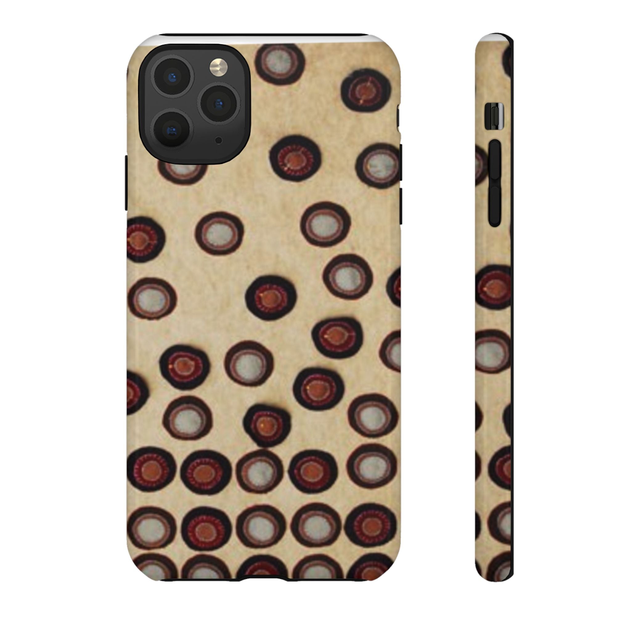 Penny Rug - Retro Dot Pattern Phone Case — Vintage Beige Circles Protective Cover