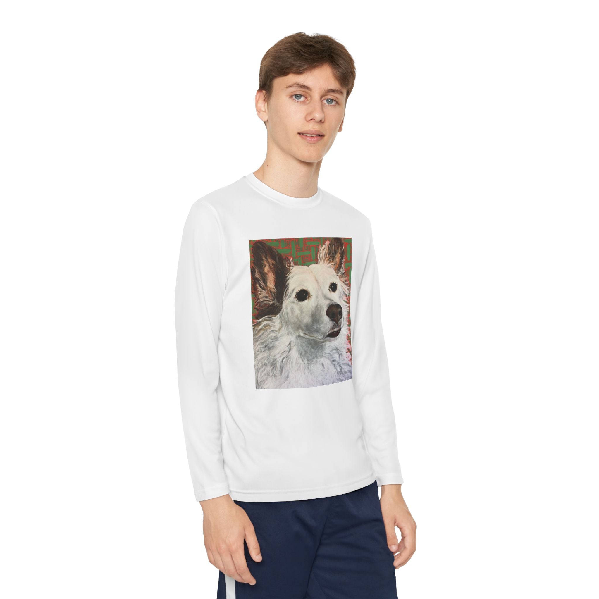 White Dog Portrait - Youth Long Sleeve Tee — White Dog Portrait Kids Shirt