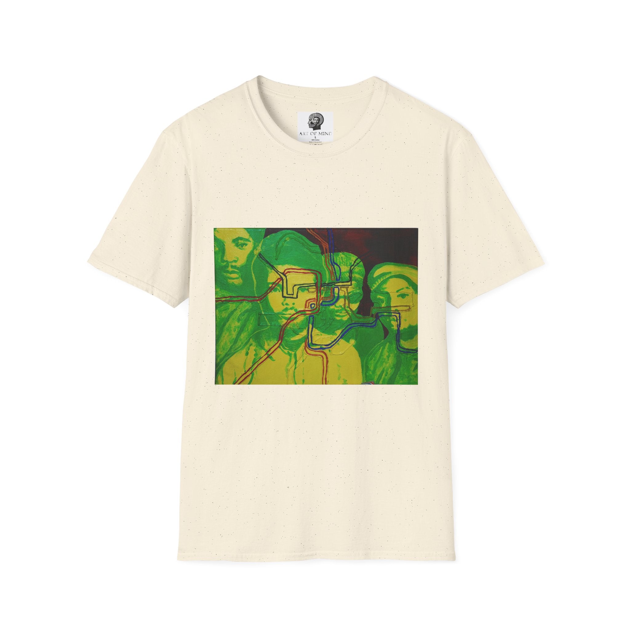 Bad Brains - Abstract Green Portrait T-Shirt — Surreal Layered Faces Art Tee