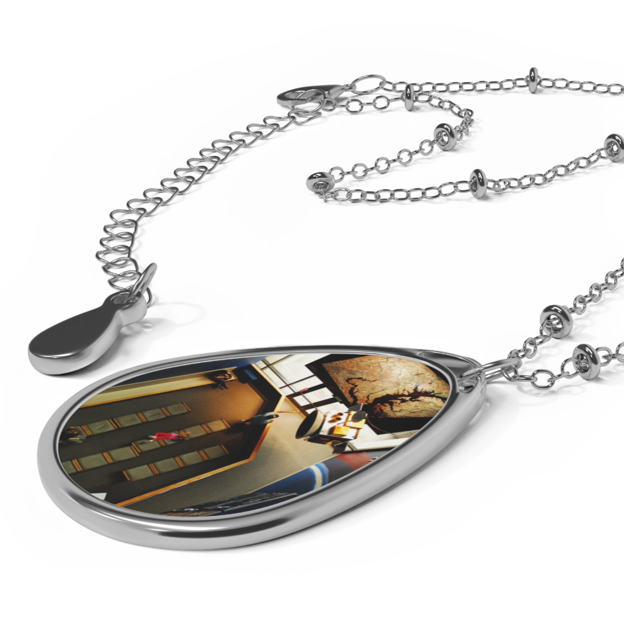 Air and Space - Custom Photo Oval Necklace — Personalized Teardrop Pendant