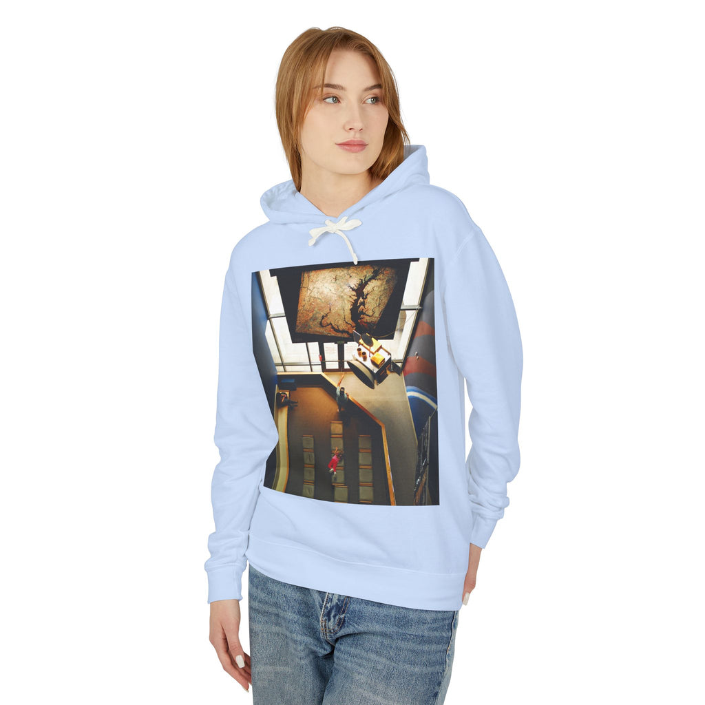 Air and Space - Surreal Stairwell Photo Hoodie — Vintage Elevator Art Pullover